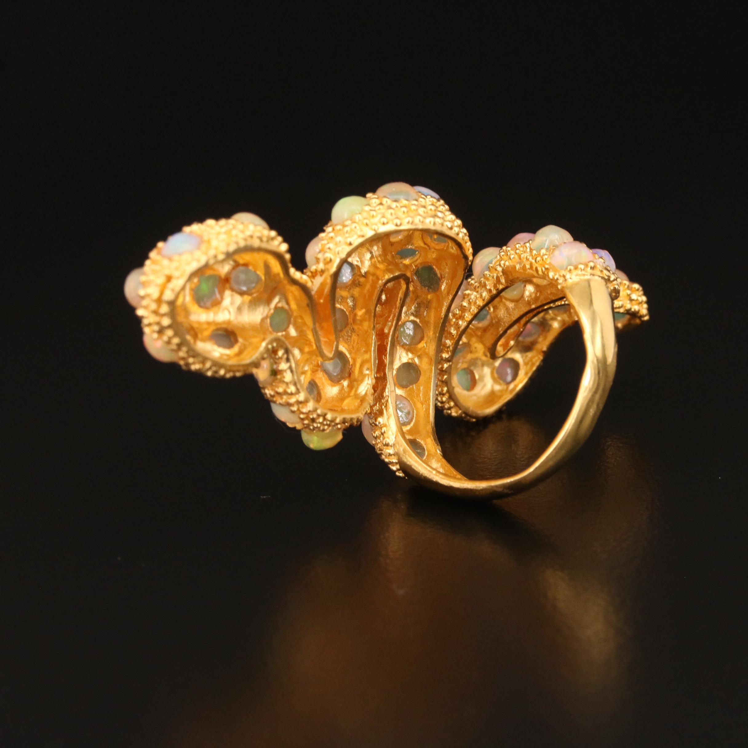 Sterling Opal Snake Bypass Ring