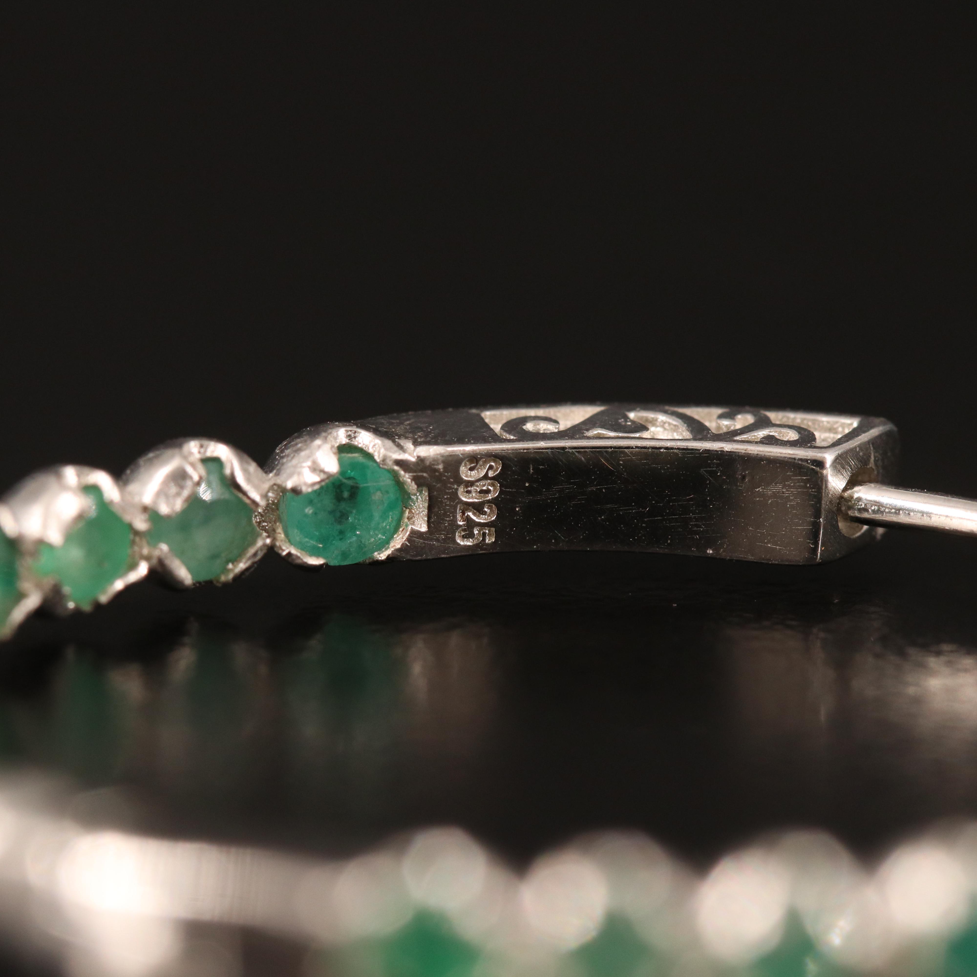 Sterling Emerald Inside-Out Hoop Earrings