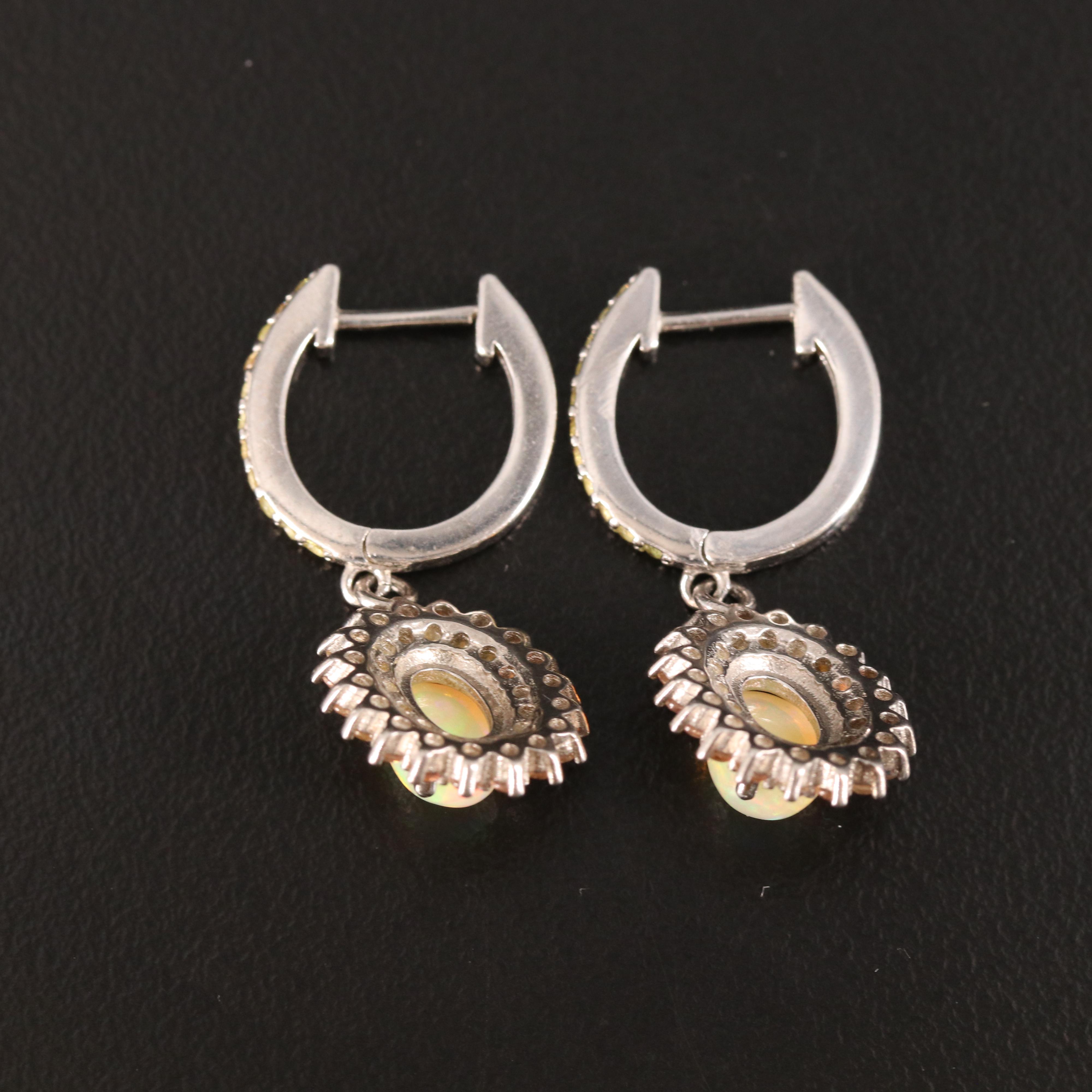 Sterling Opal and Sapphire Earrings