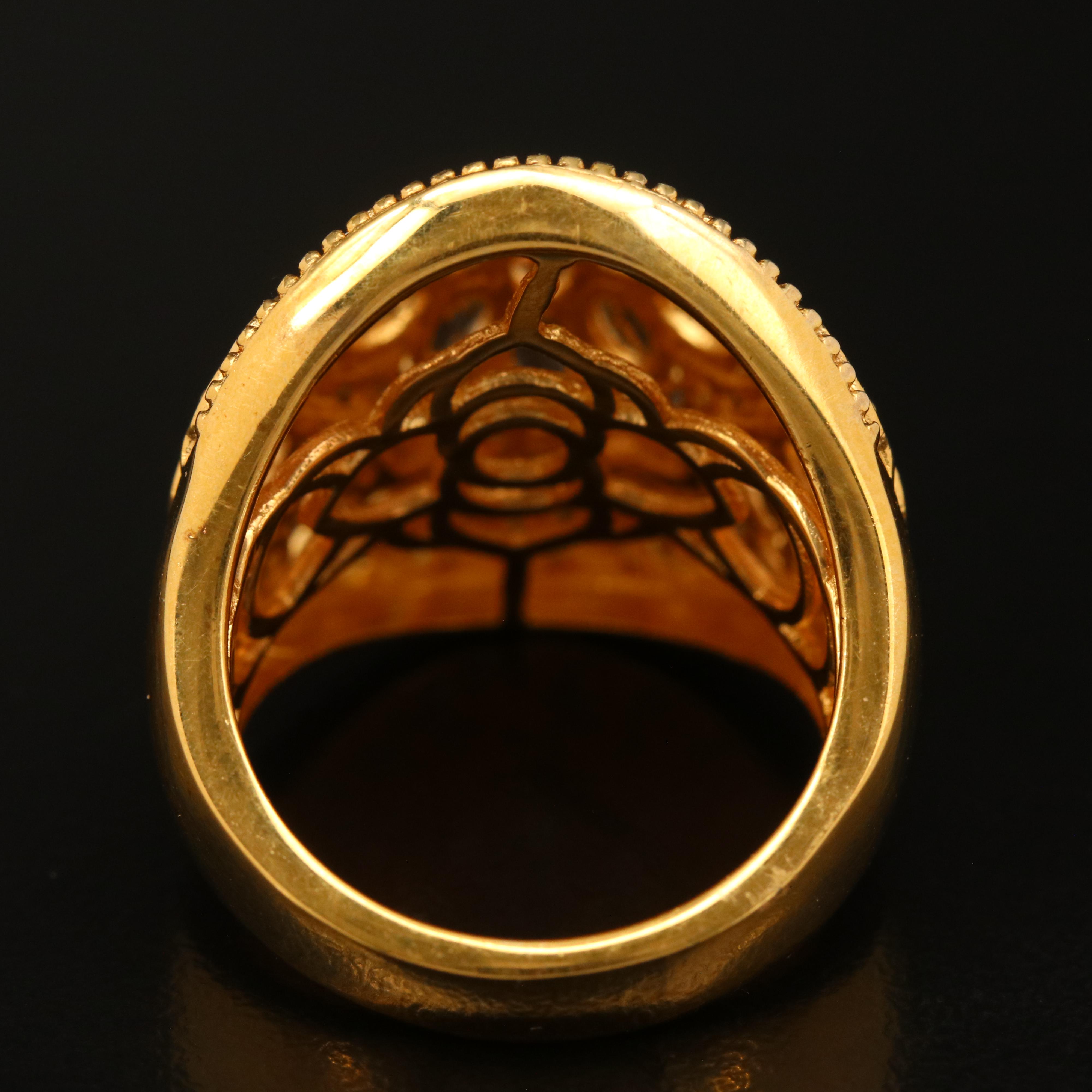 Sterling Topaz and White Zircon Scrollwork Ring