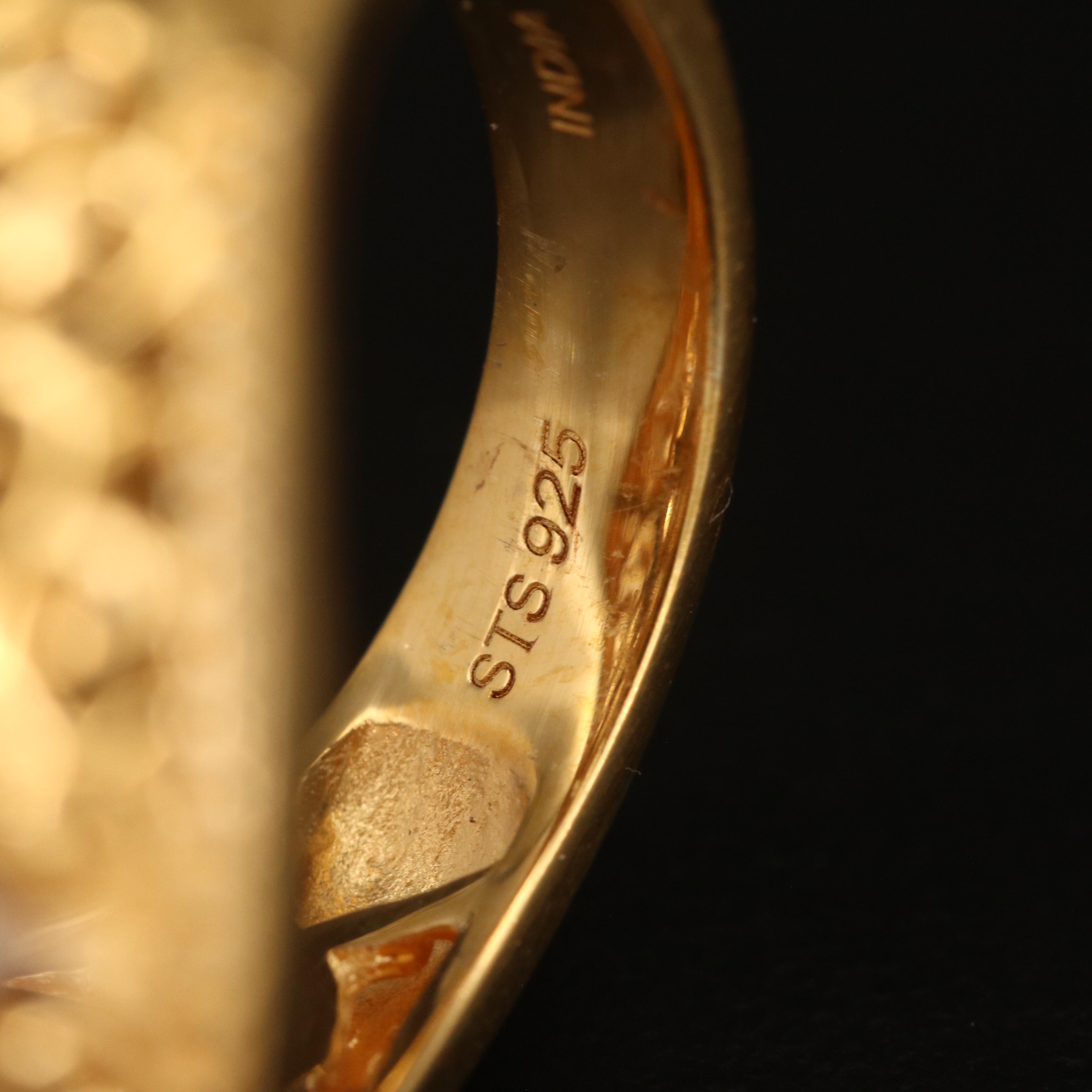 Sterling Topaz and White Zircon Scrollwork Ring