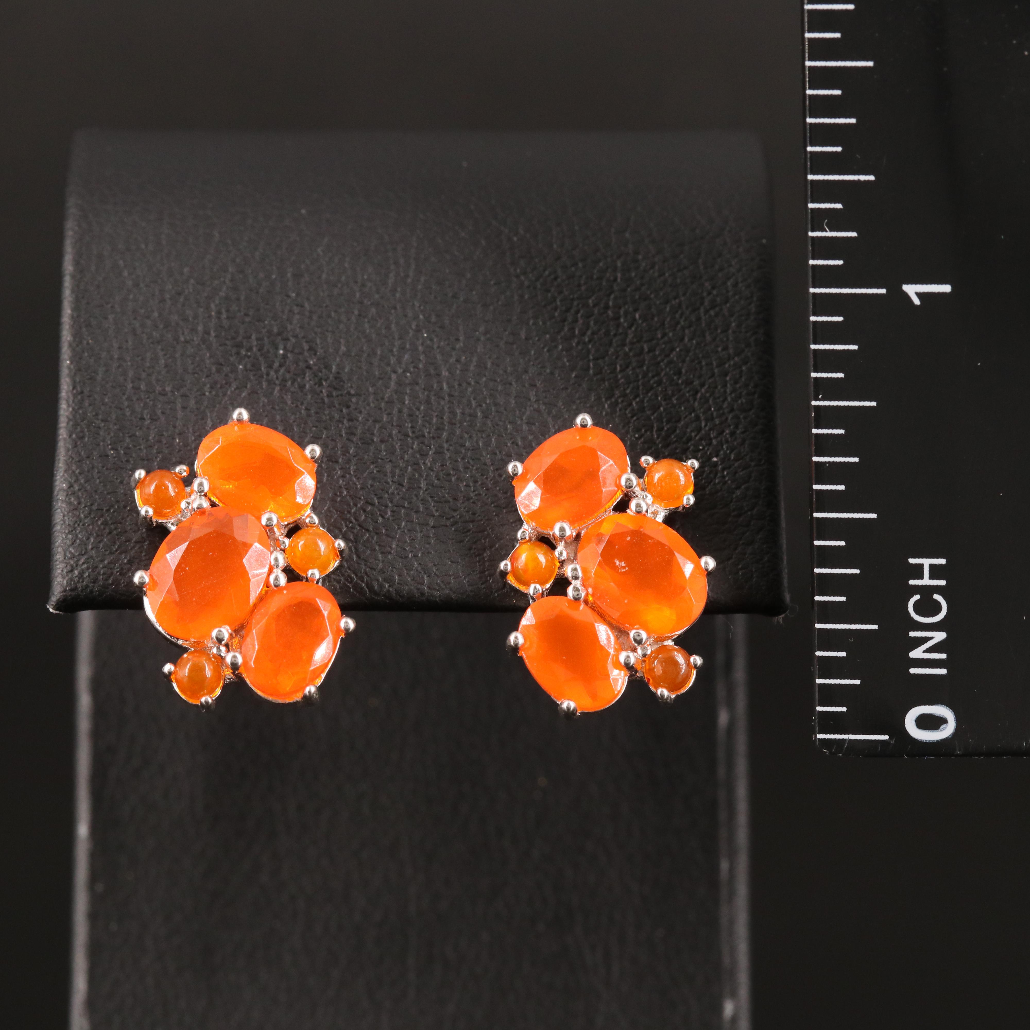 Sterling Fire Opal Earrings