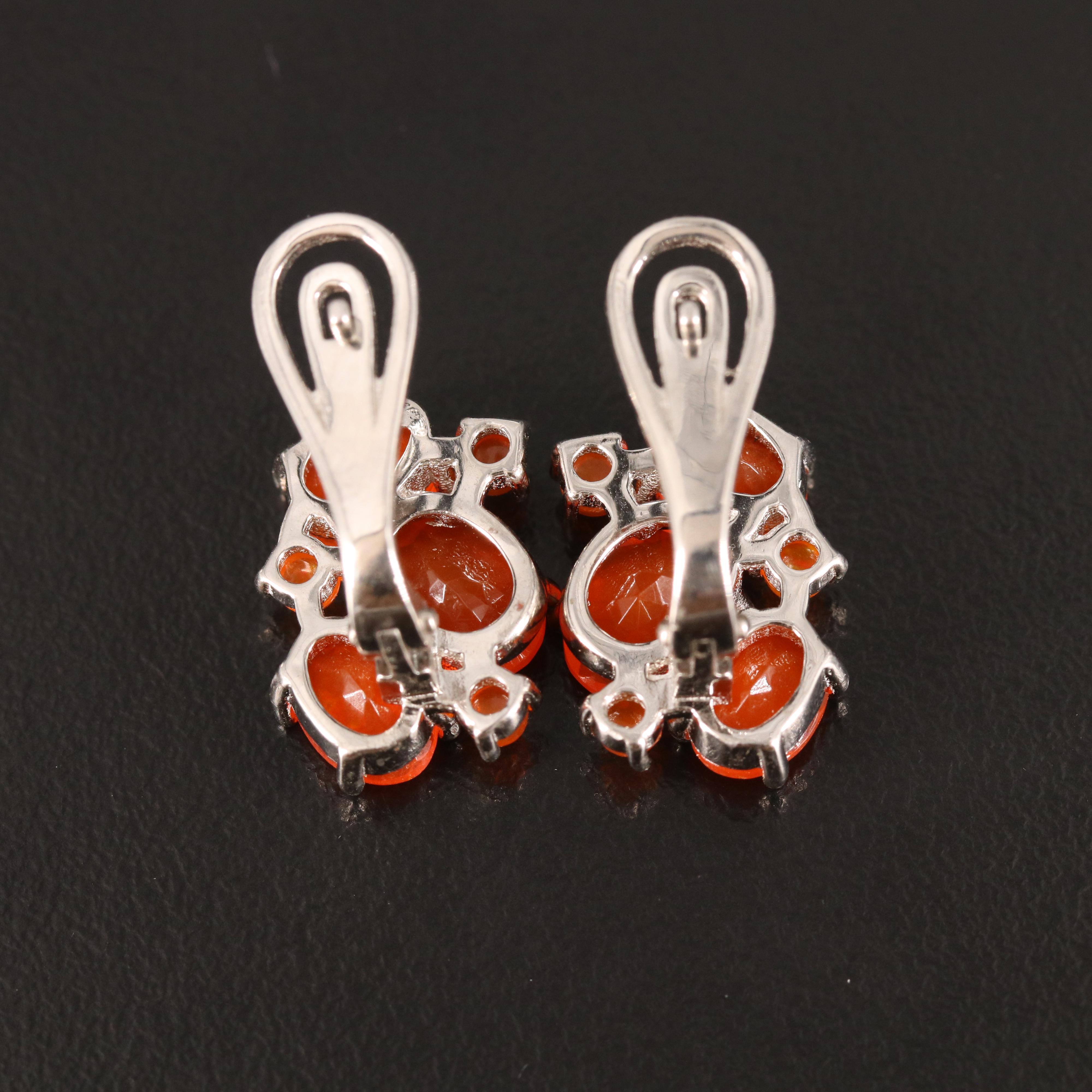 Sterling Fire Opal Earrings