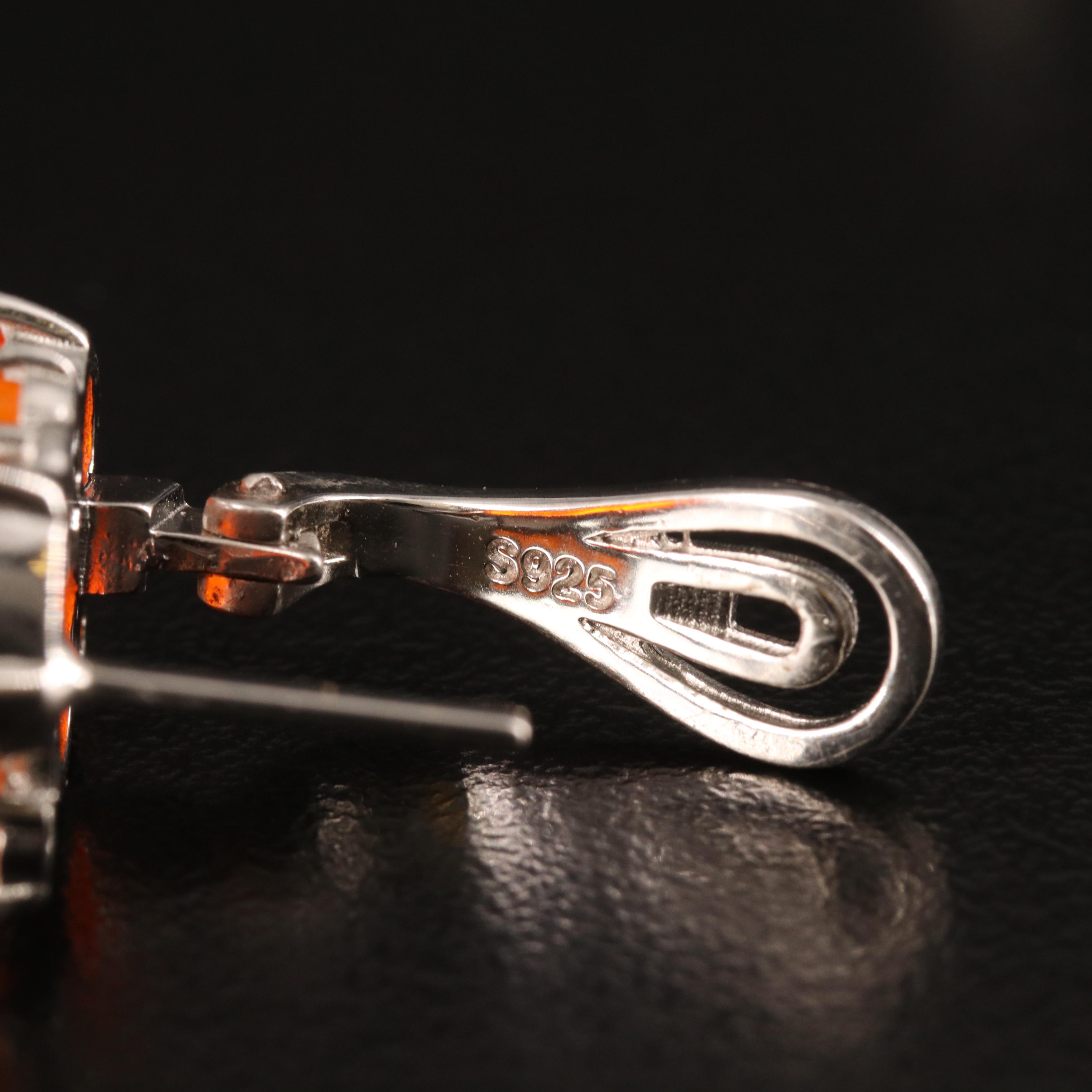 Sterling Fire Opal Earrings