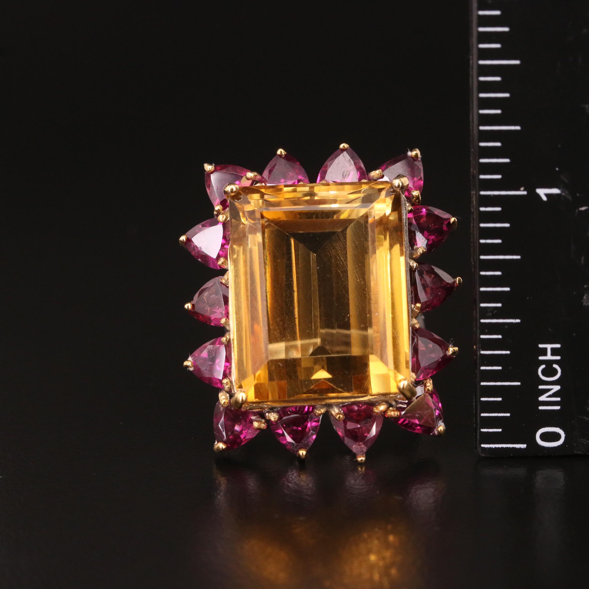 Sterling Citrine and Garnet Ring
