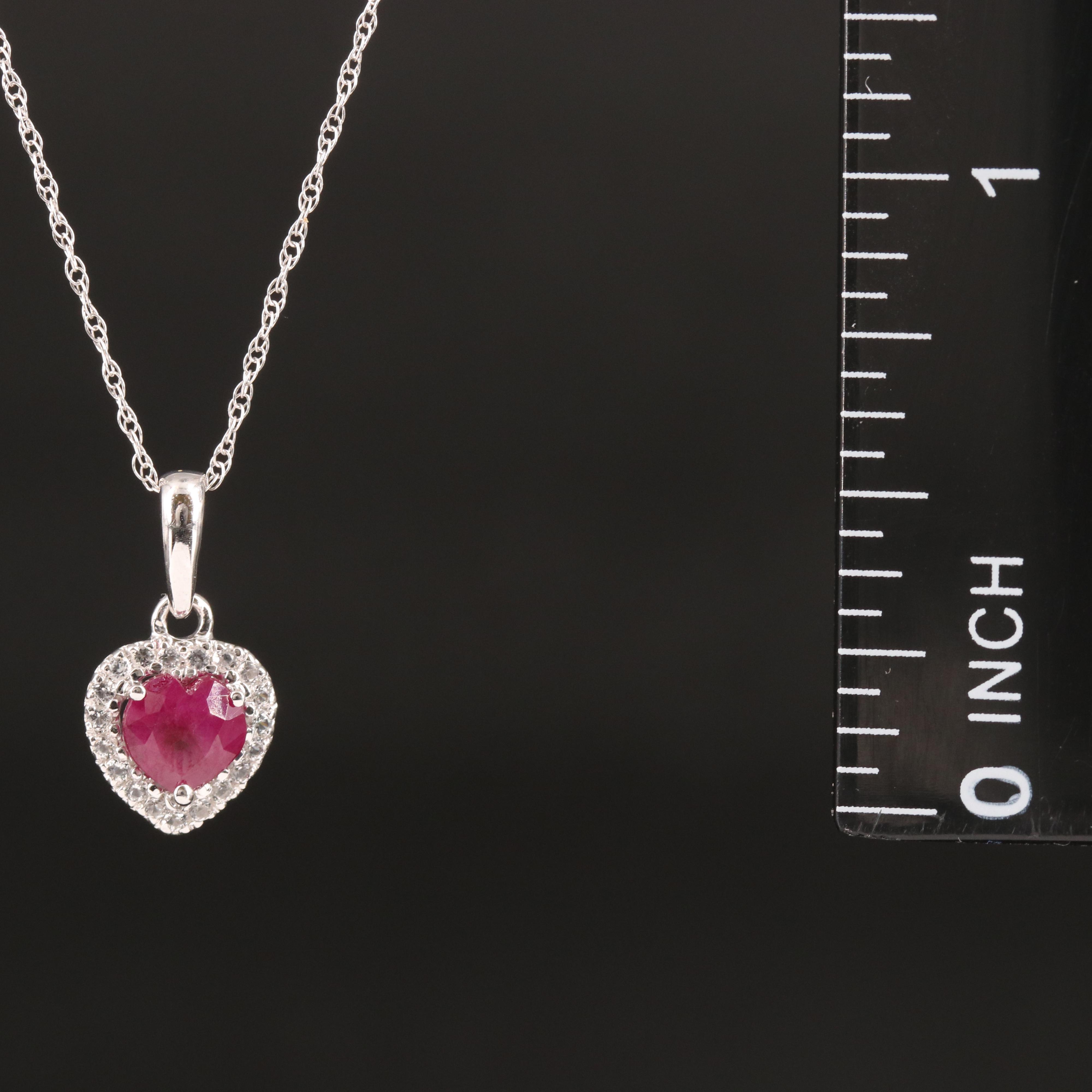 10K Ruby Heart Pendant Necklace