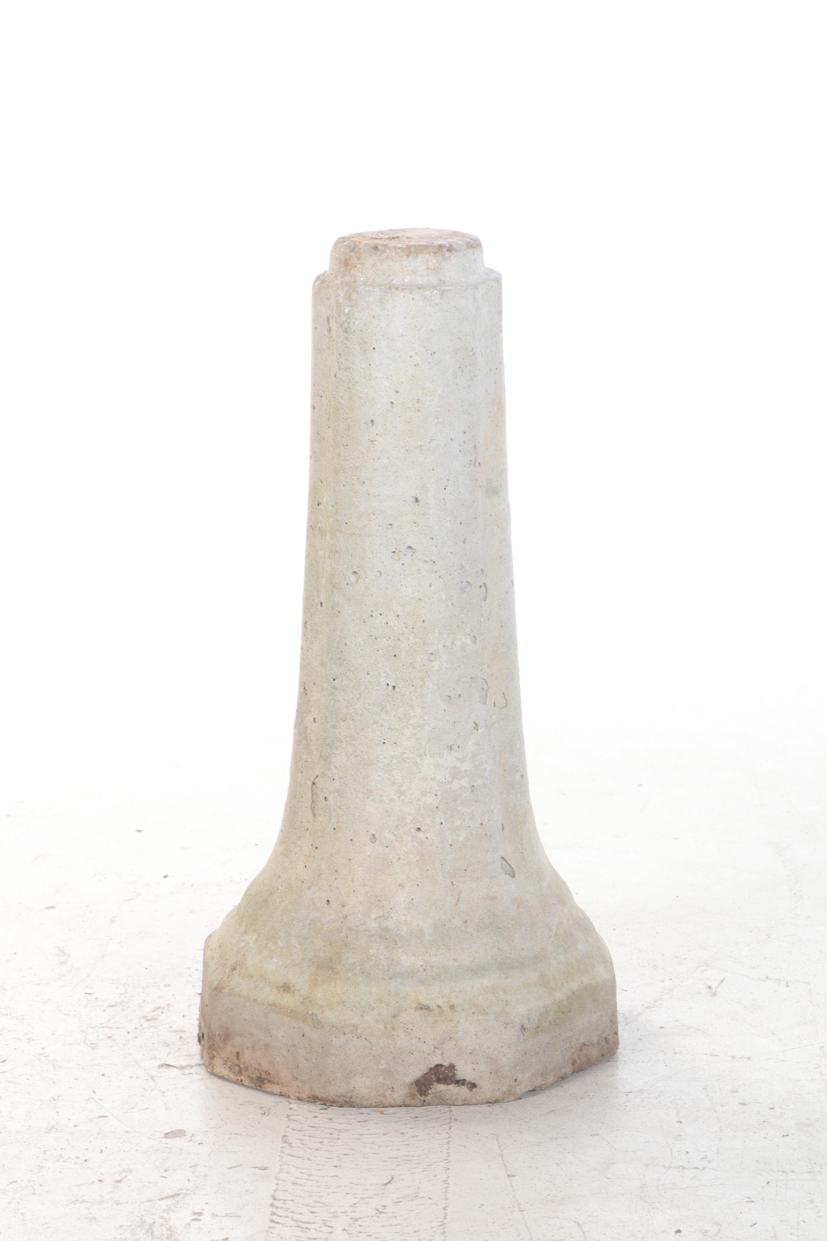 Cast Concrete Basket Form Outdoor Planter with Bird Bath