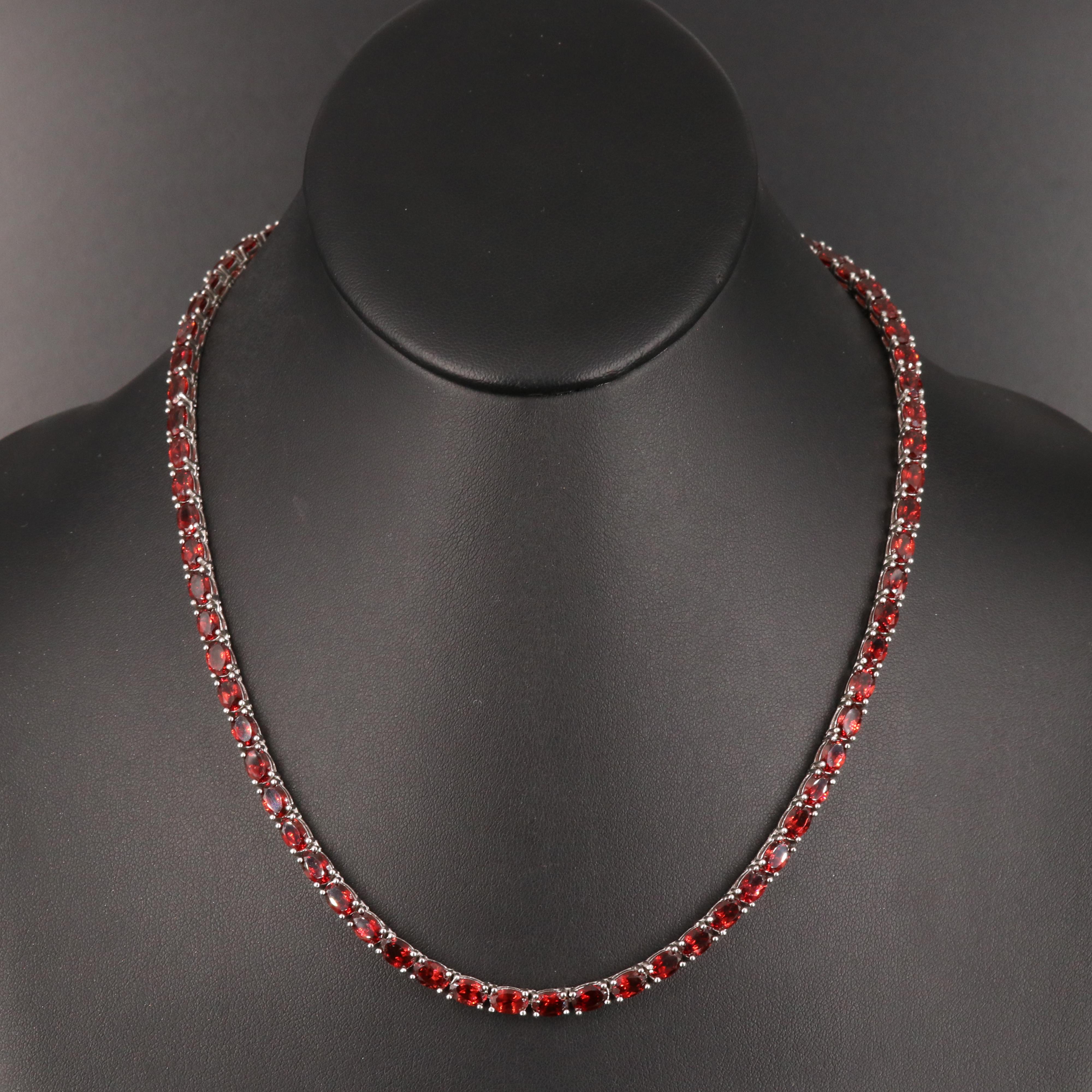 Sterling Garnet Line Bracelet