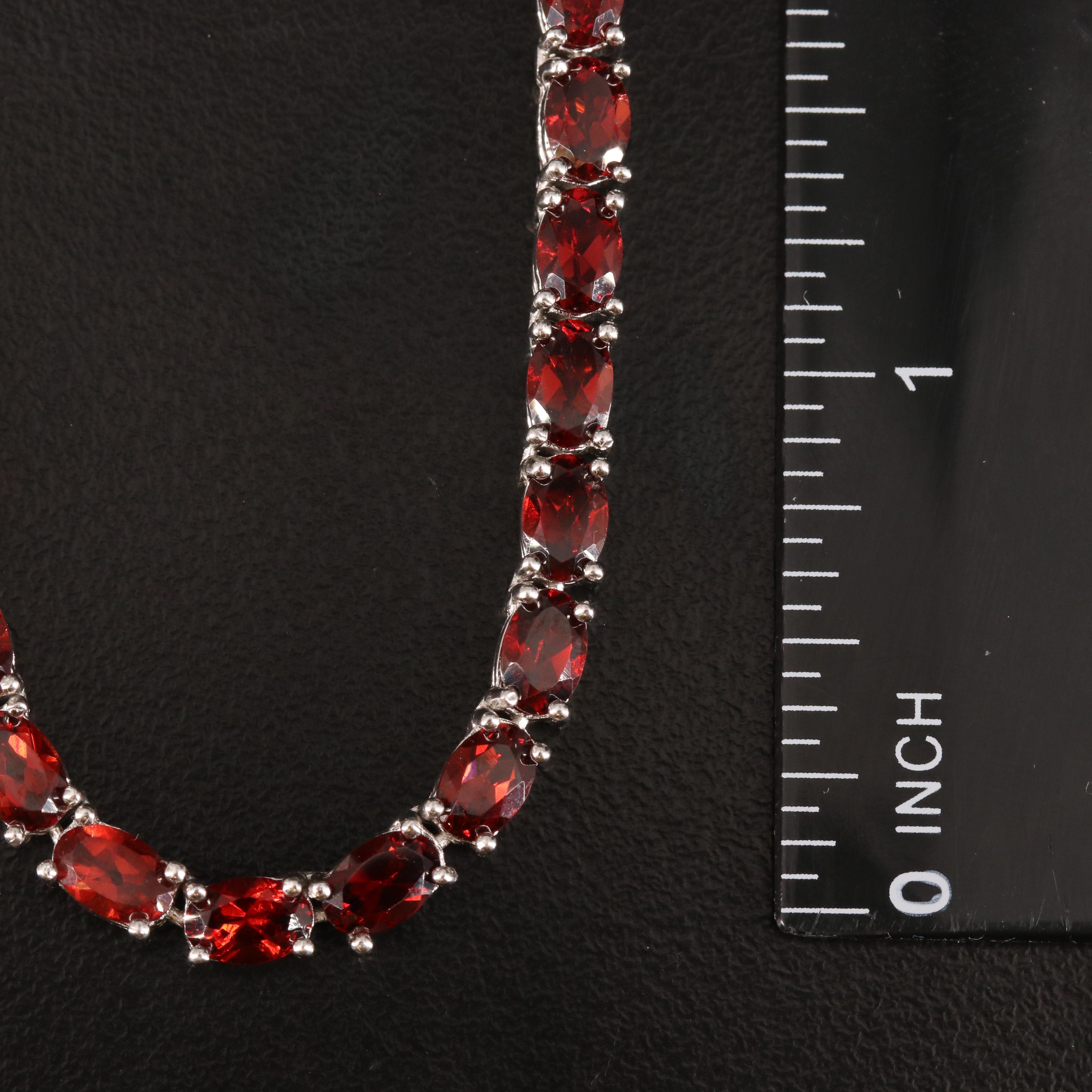 Sterling Garnet Line Bracelet