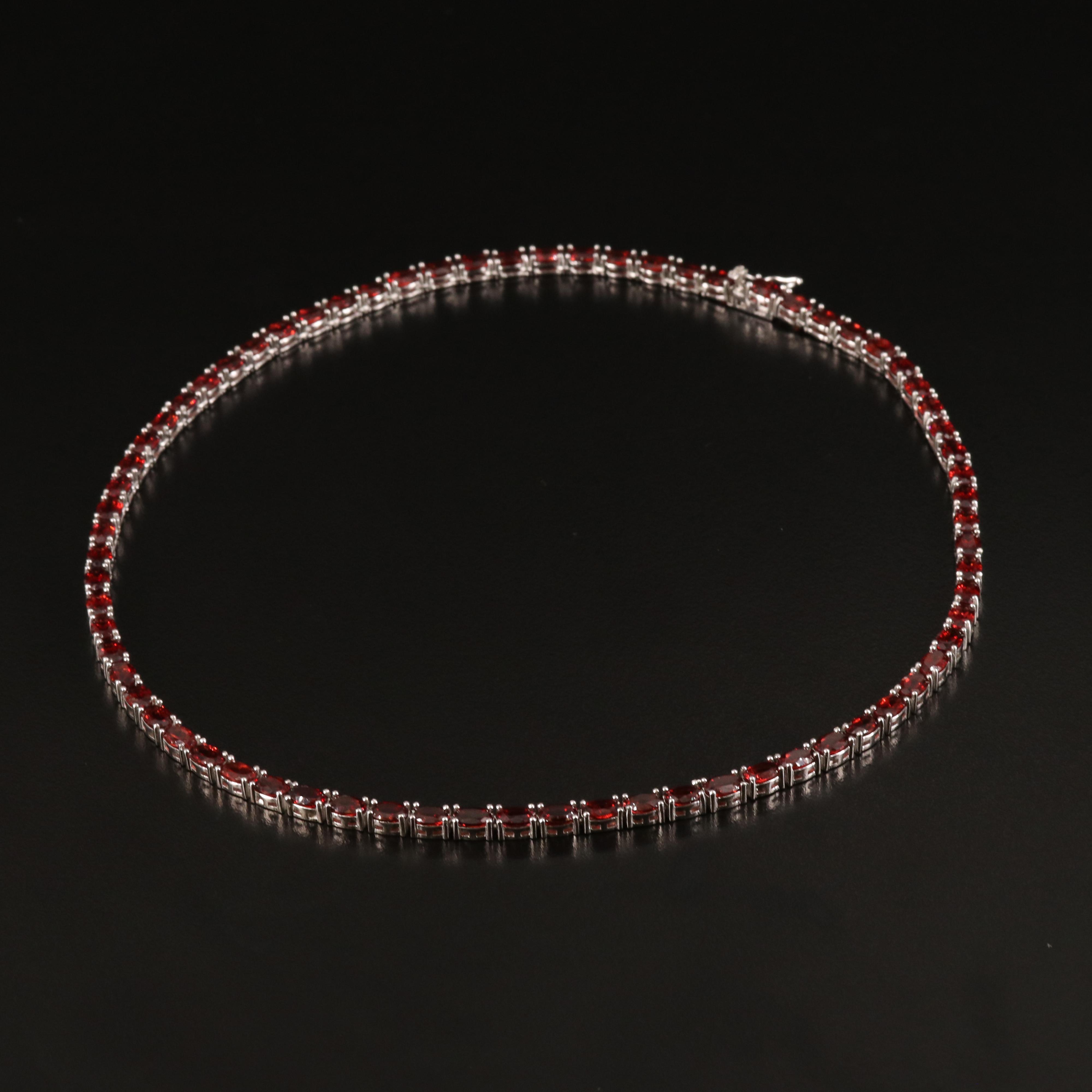 Sterling Garnet Line Bracelet