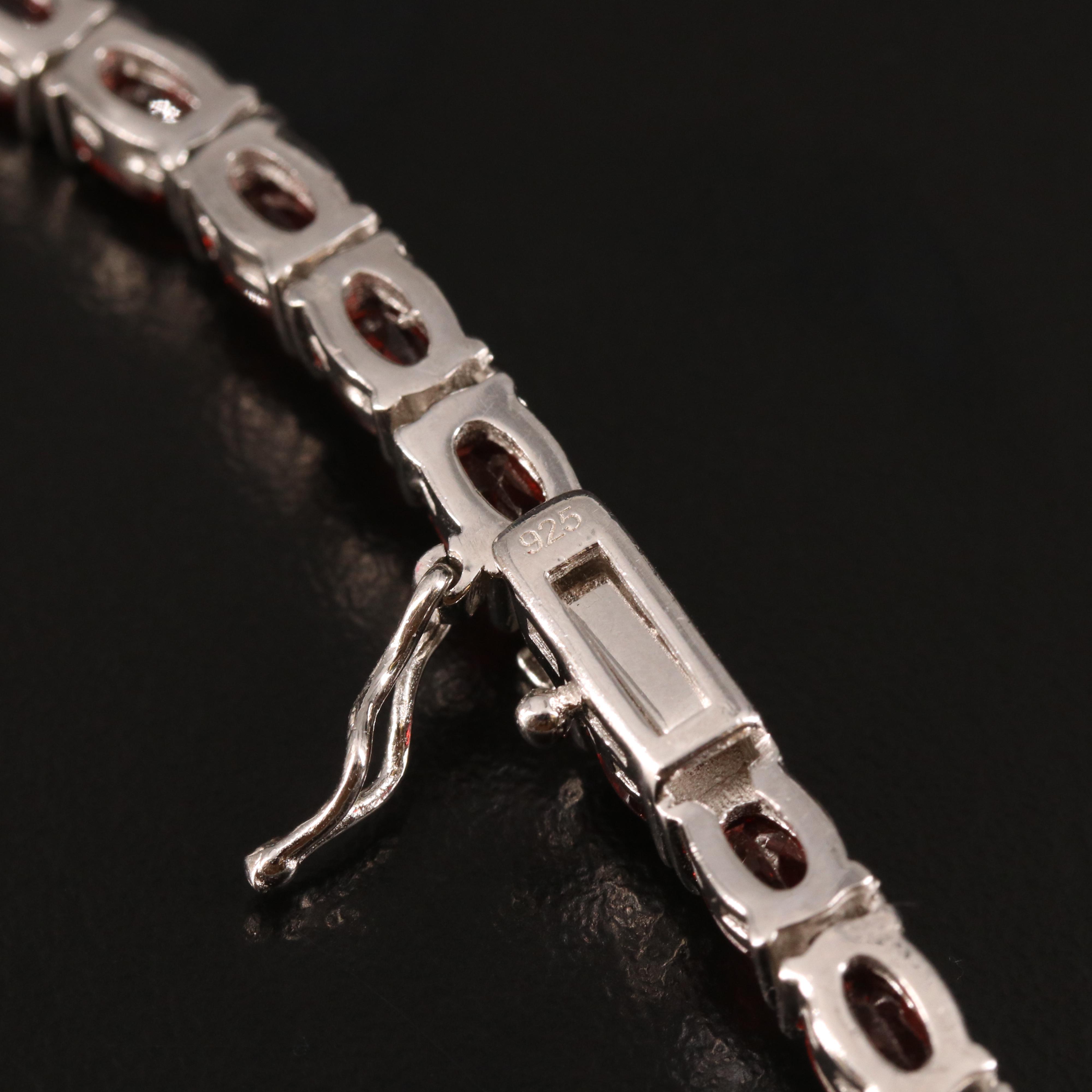 Sterling Garnet Line Bracelet