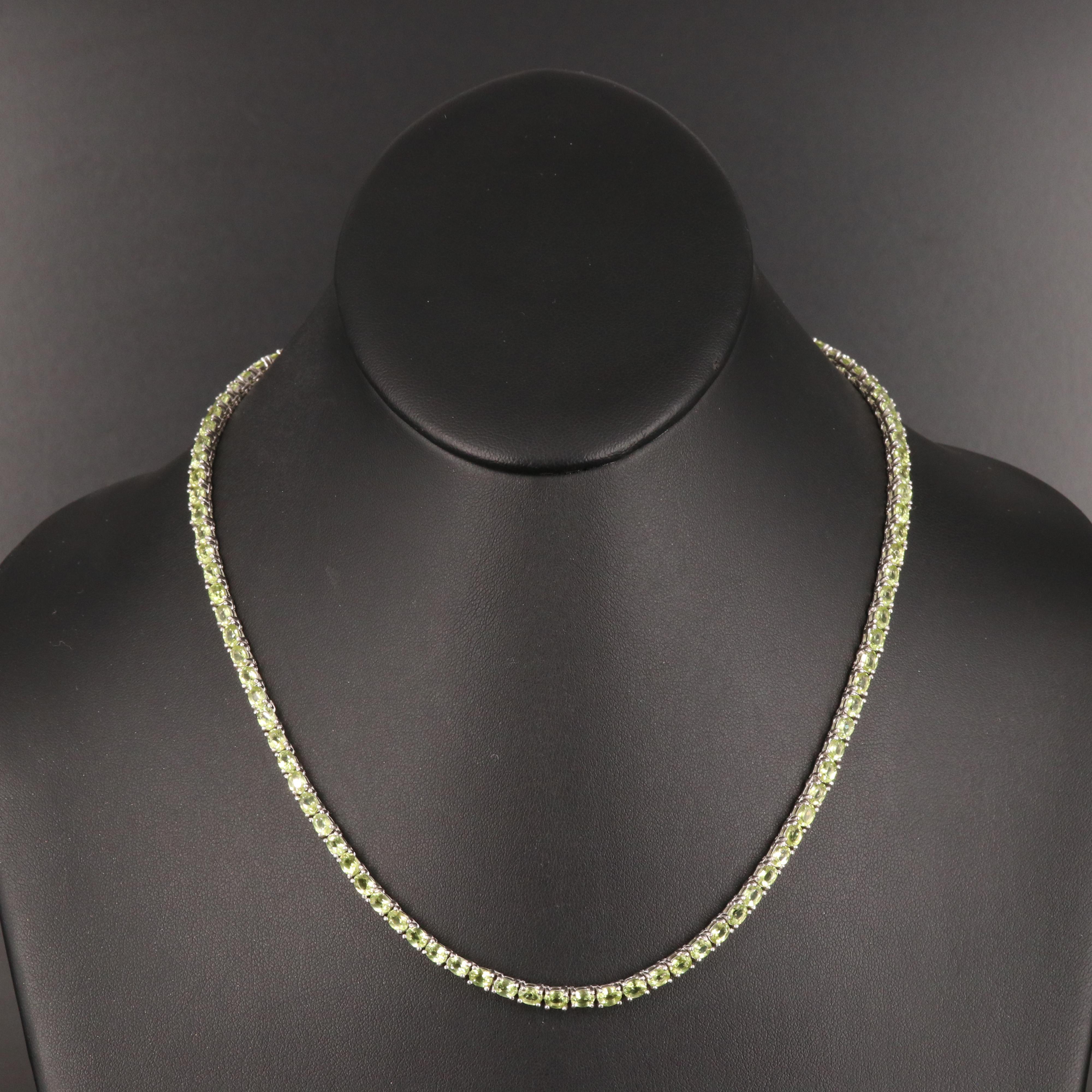 Sterling Peridot Rivière Necklace