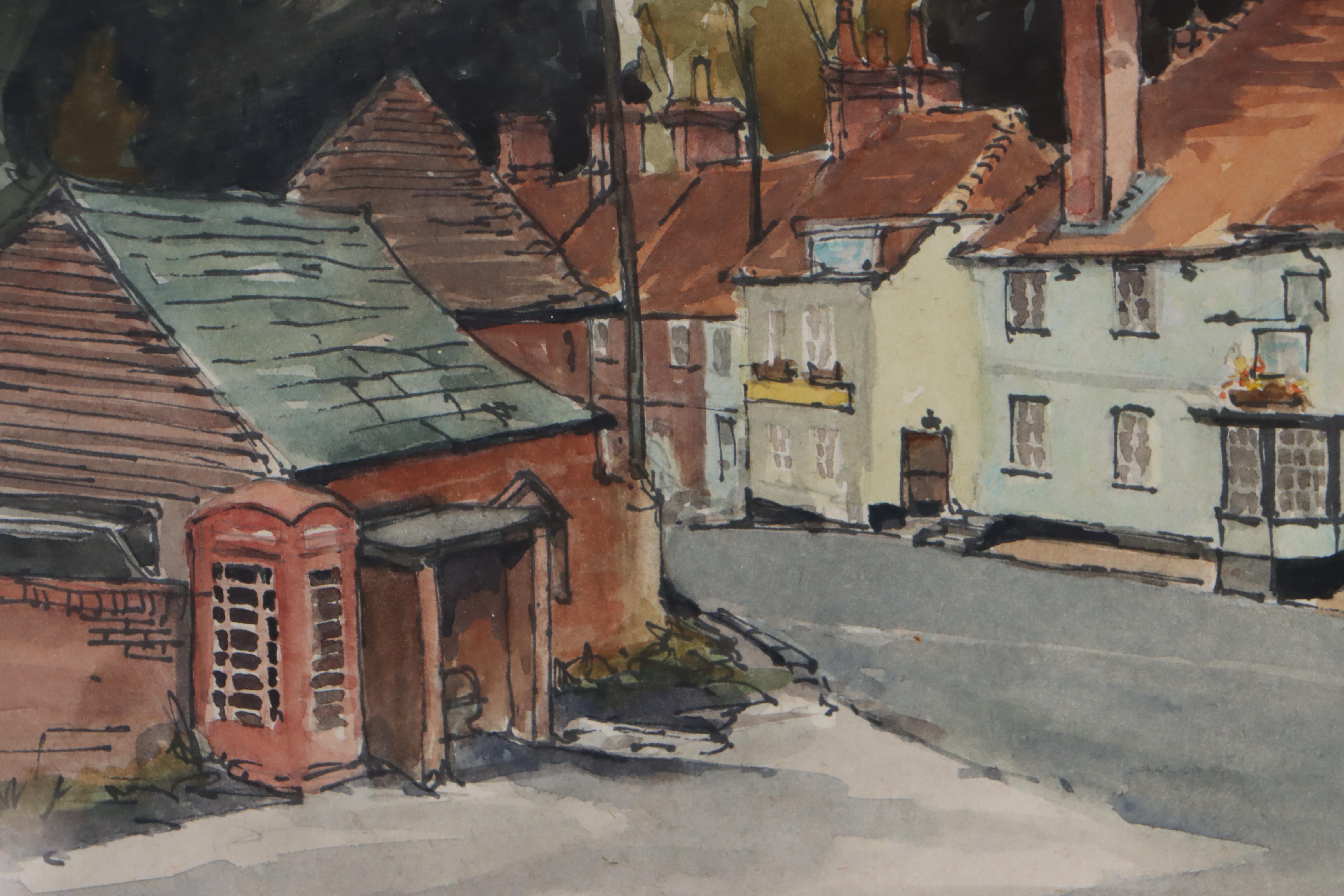 Watercolor Painting "Whiteparish Village, Wilts," 1983