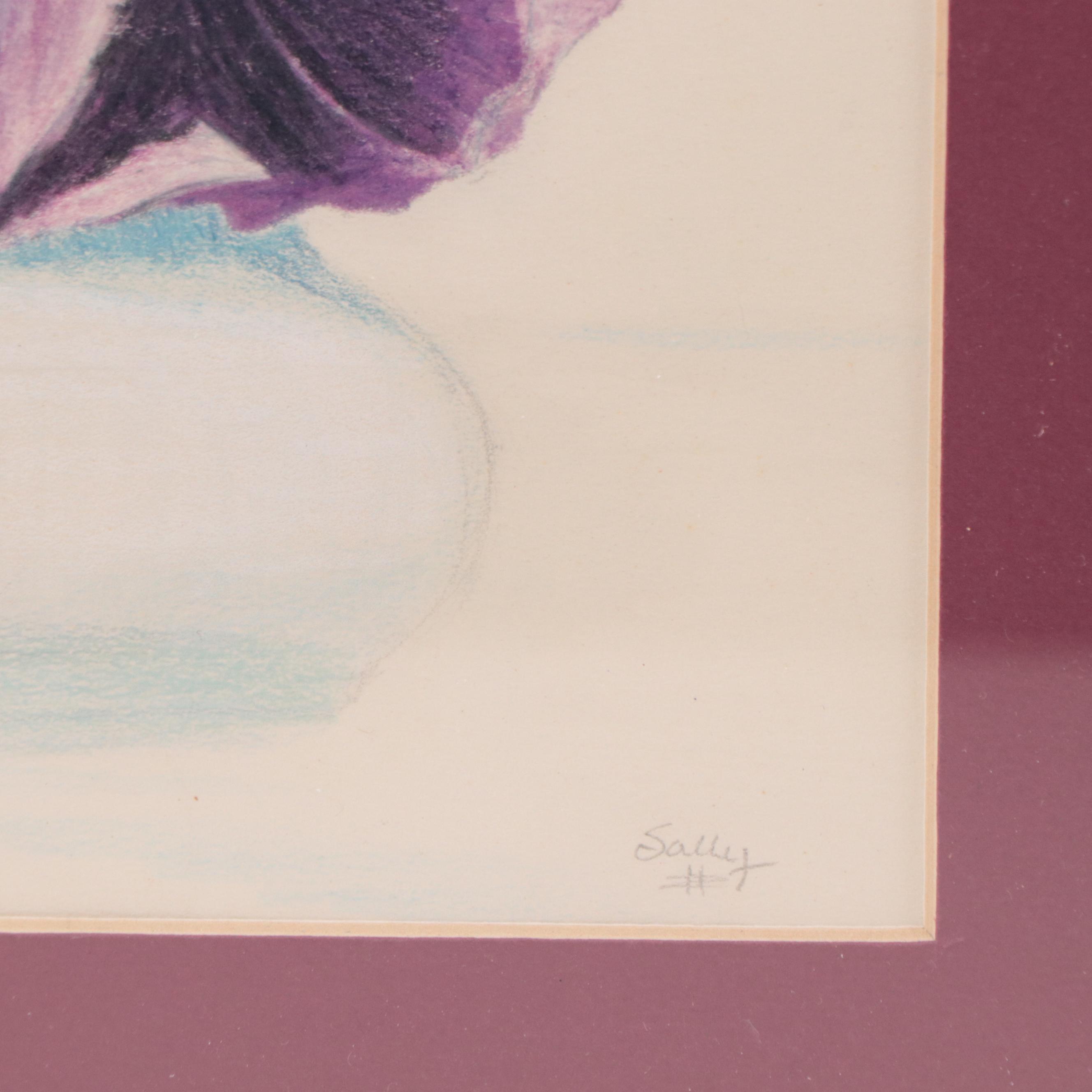 Still Life With Pansies Colored Pencil Drawing