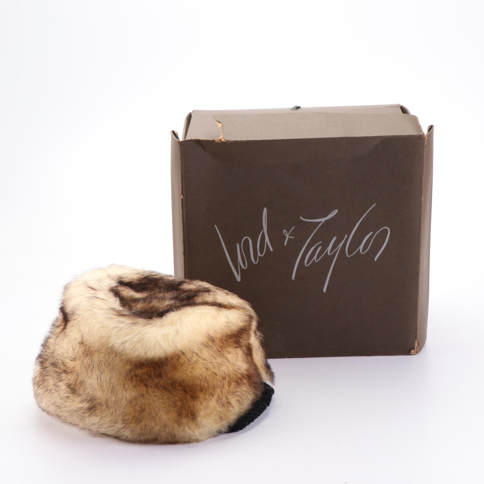 Lord & Taylor Tip-Dyed Shearling Hat with Box