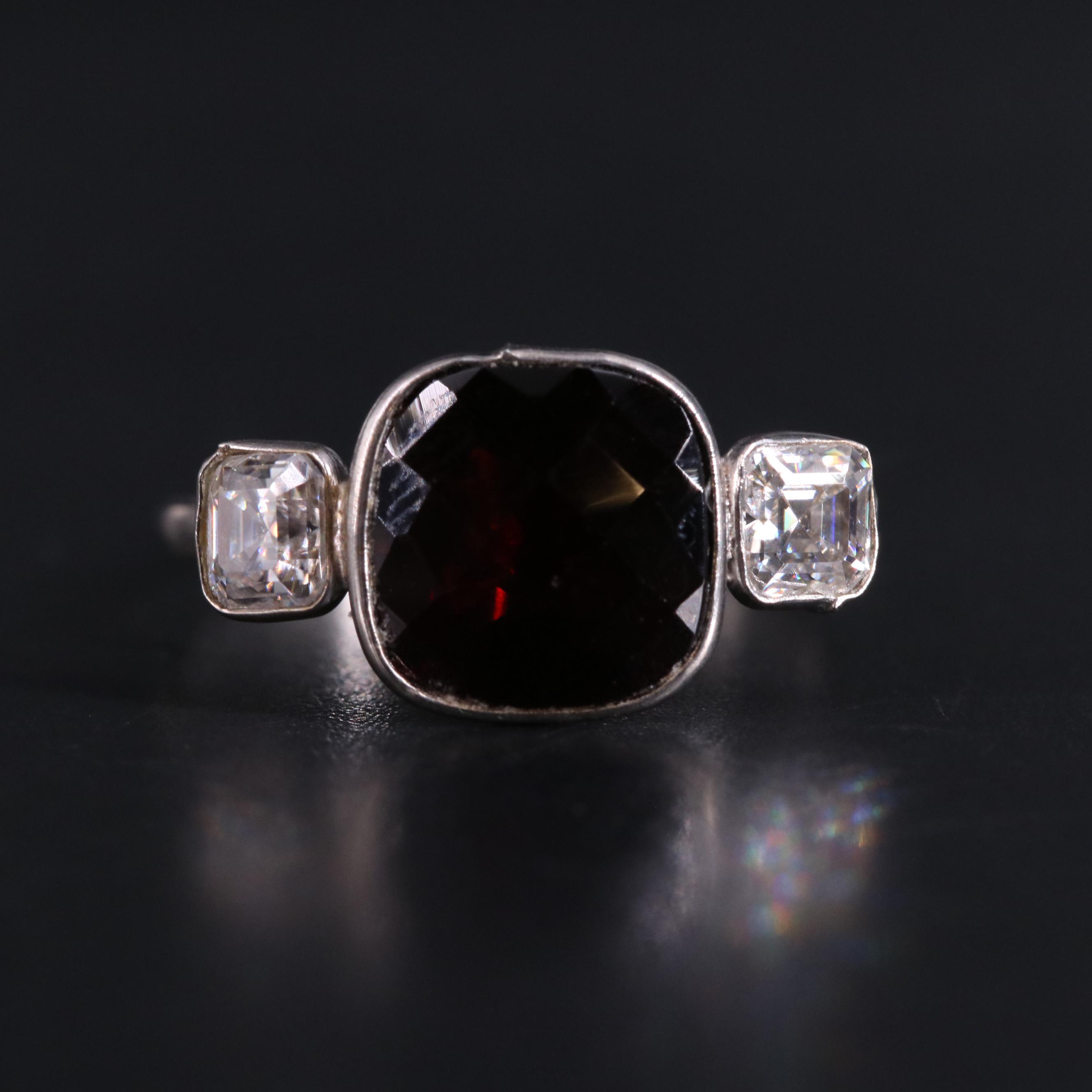14K Garnet and Moissanite Ring