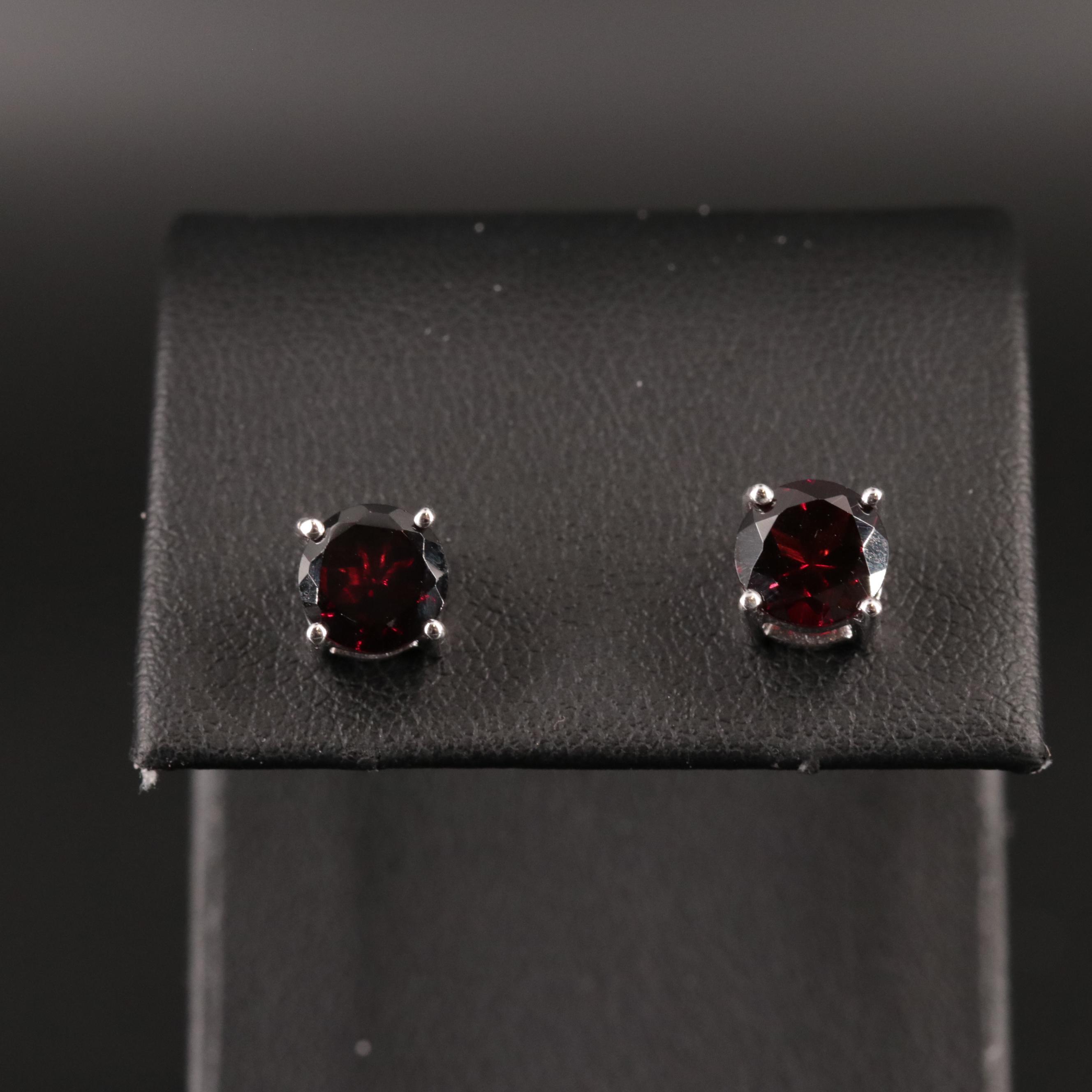 Gemstone Round Stud Earrings