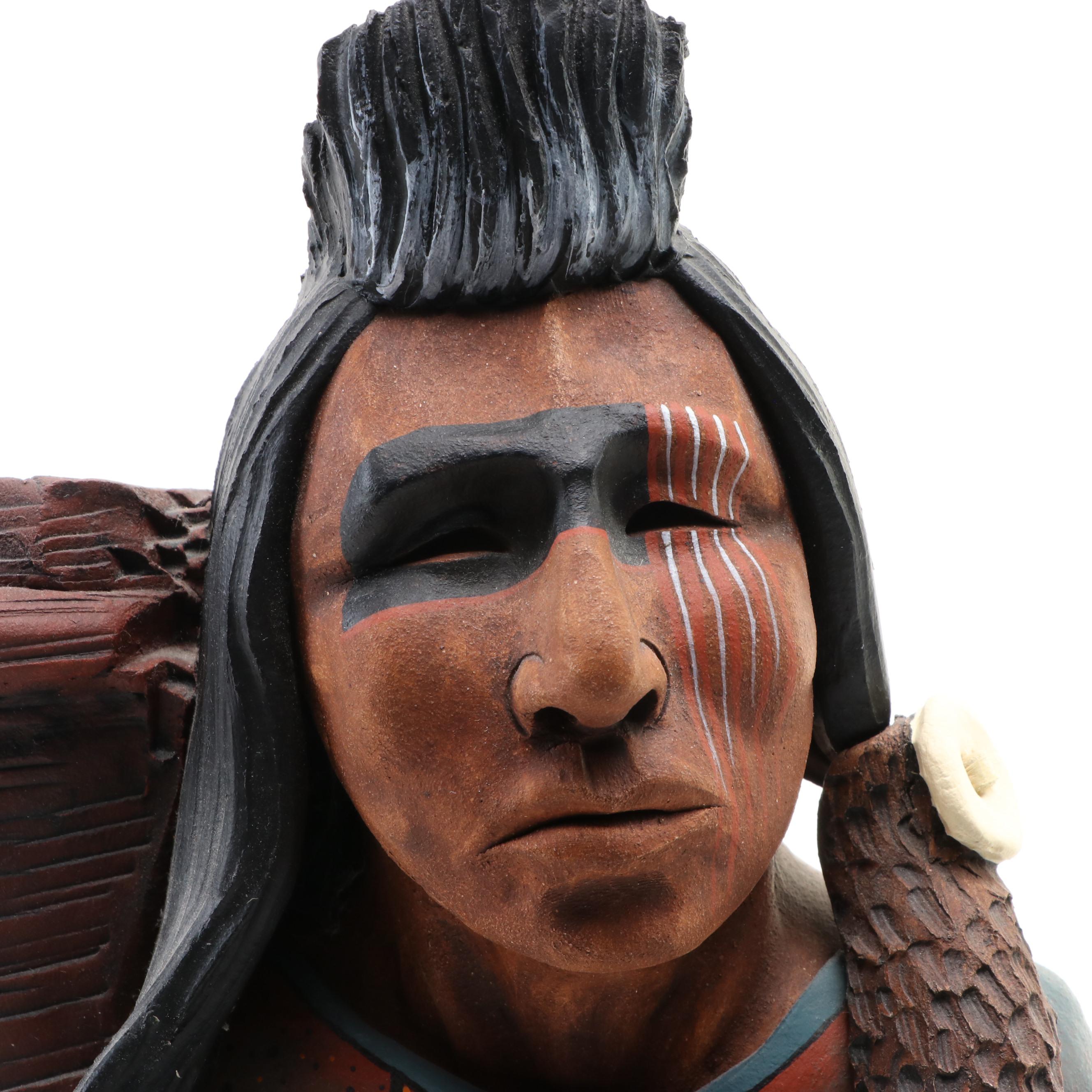 Jim Jackson Handcrafted Earthenware Native American Figurine