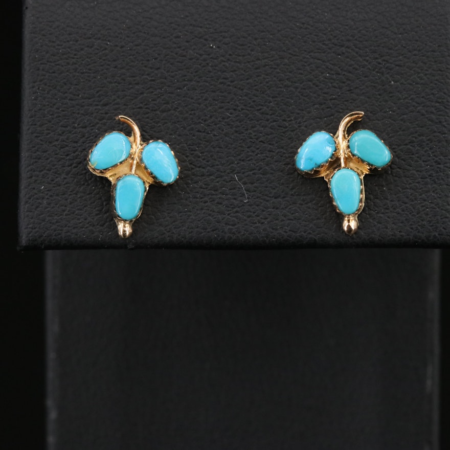 14K and Turquoise Stud Earrings
