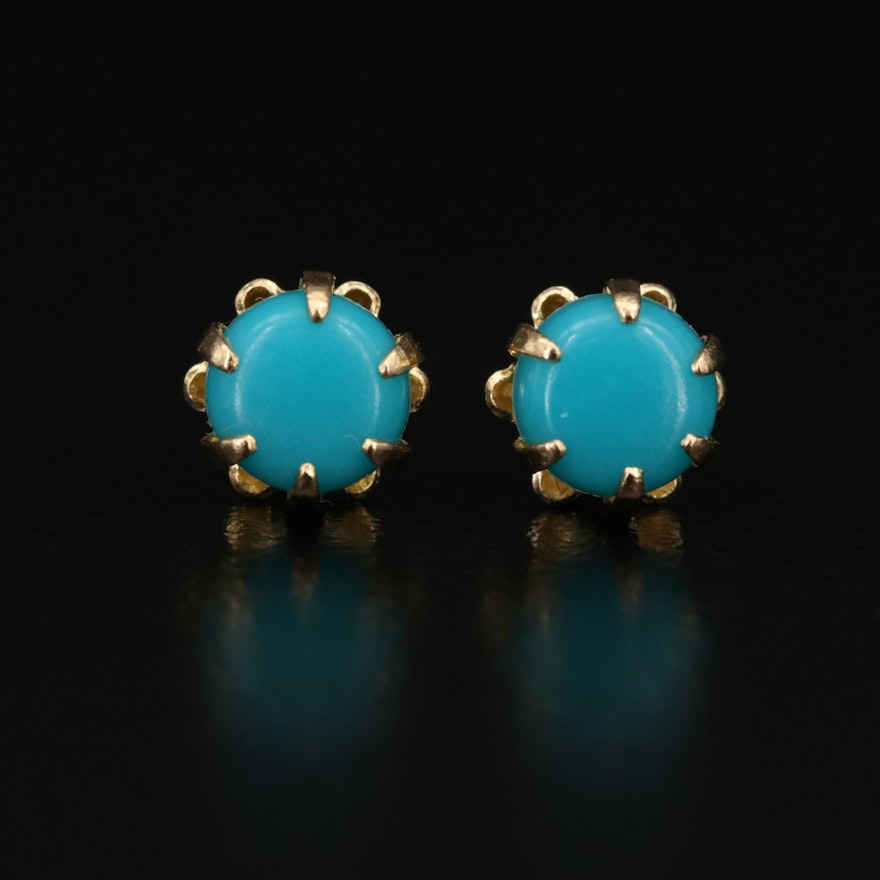 14K Faux Turquoise Stud Earrings