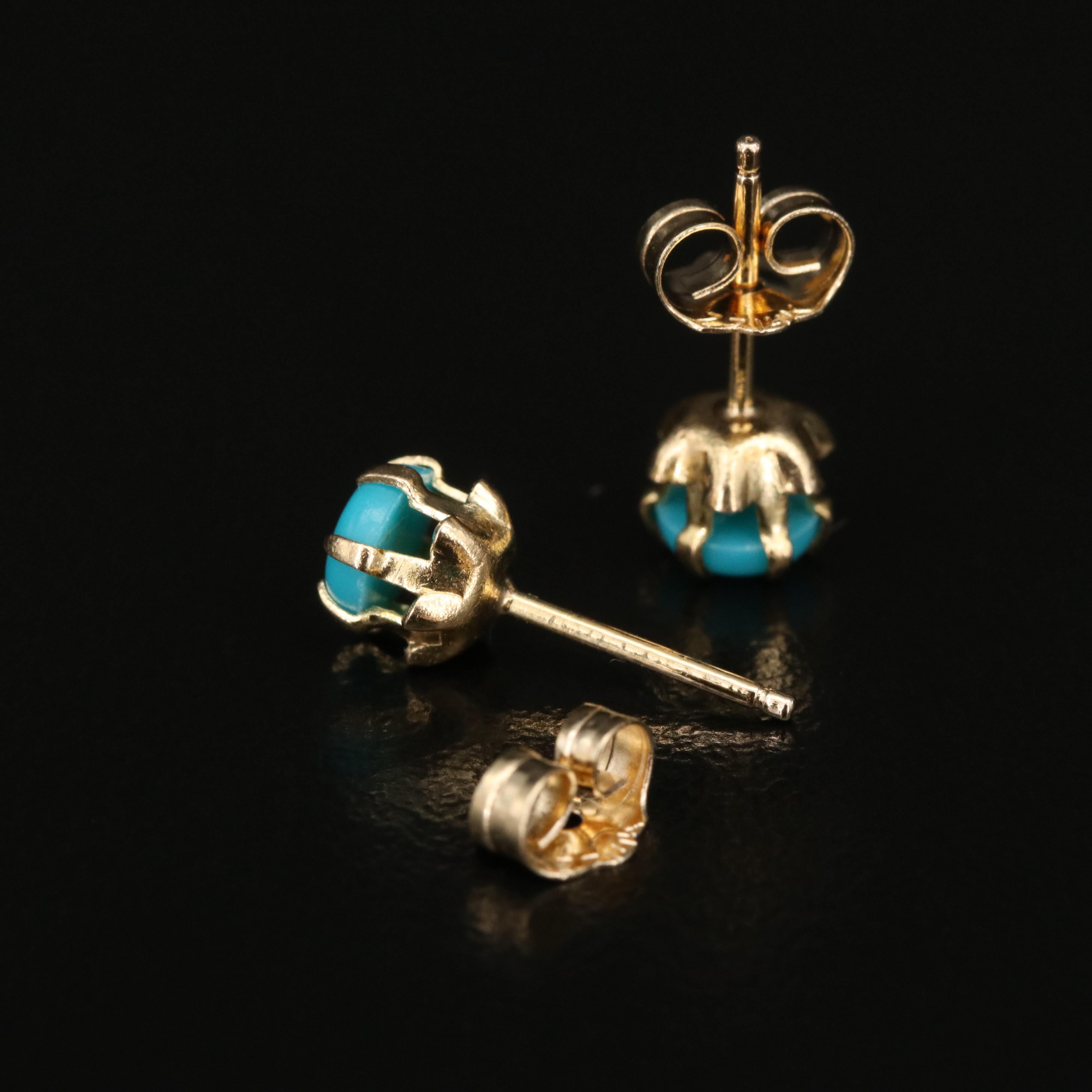 14K Faux Turquoise Stud Earrings