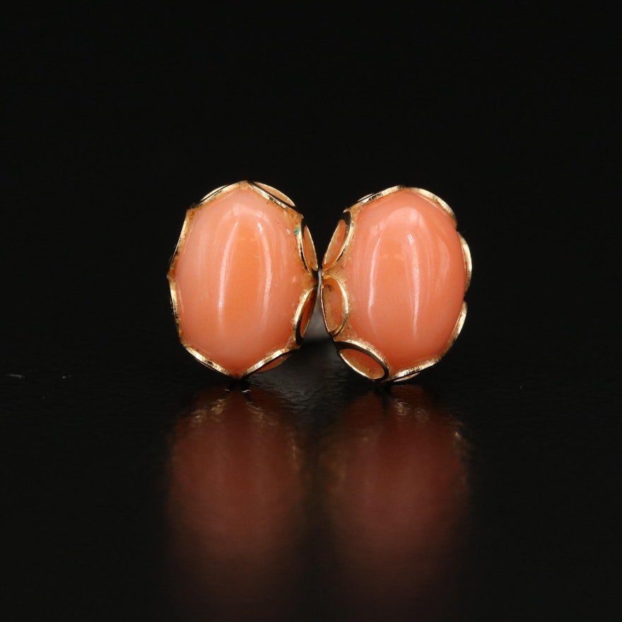 14K and Coral Stud Earrings