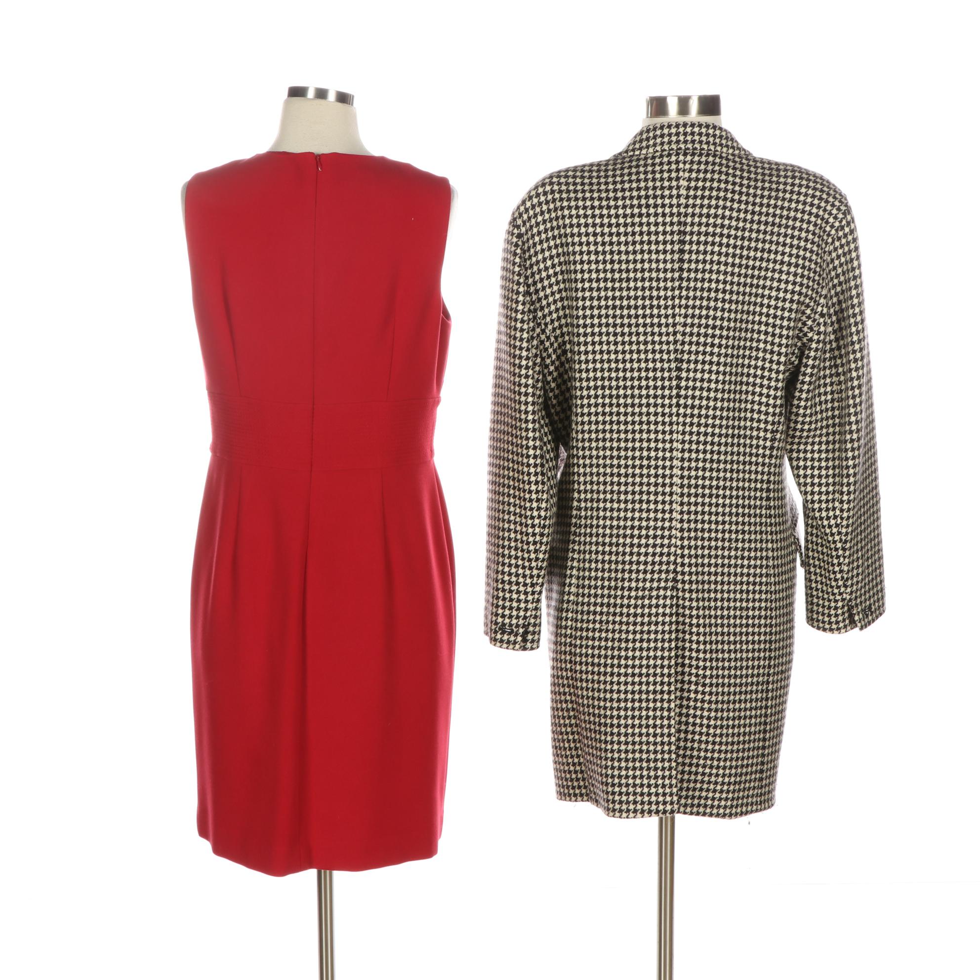 Talbots Sleeveless Dress and Max Mara Houndstooth Double-Breasted Coat