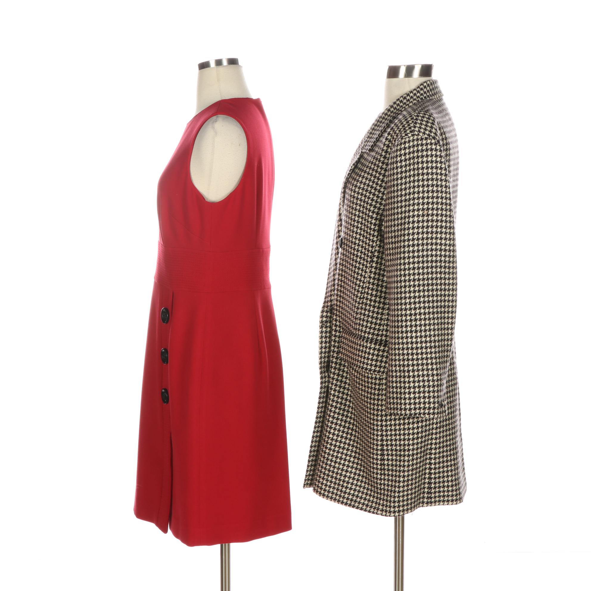 Talbots Sleeveless Dress and Max Mara Houndstooth Double-Breasted Coat