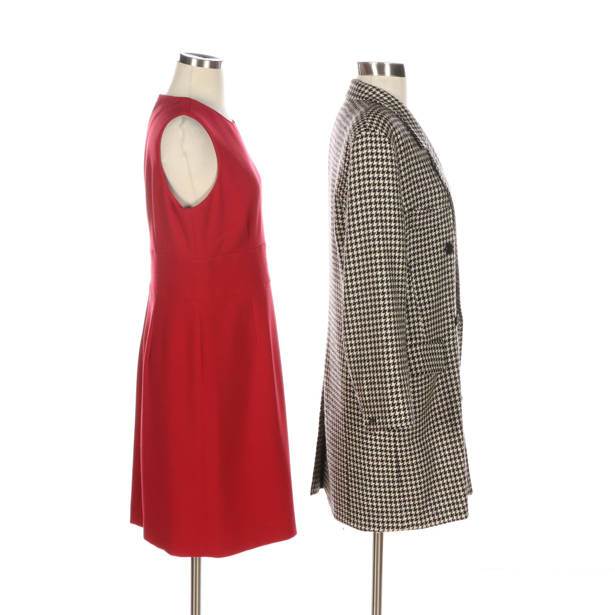 Talbots Sleeveless Dress and Max Mara Houndstooth Double-Breasted Coat