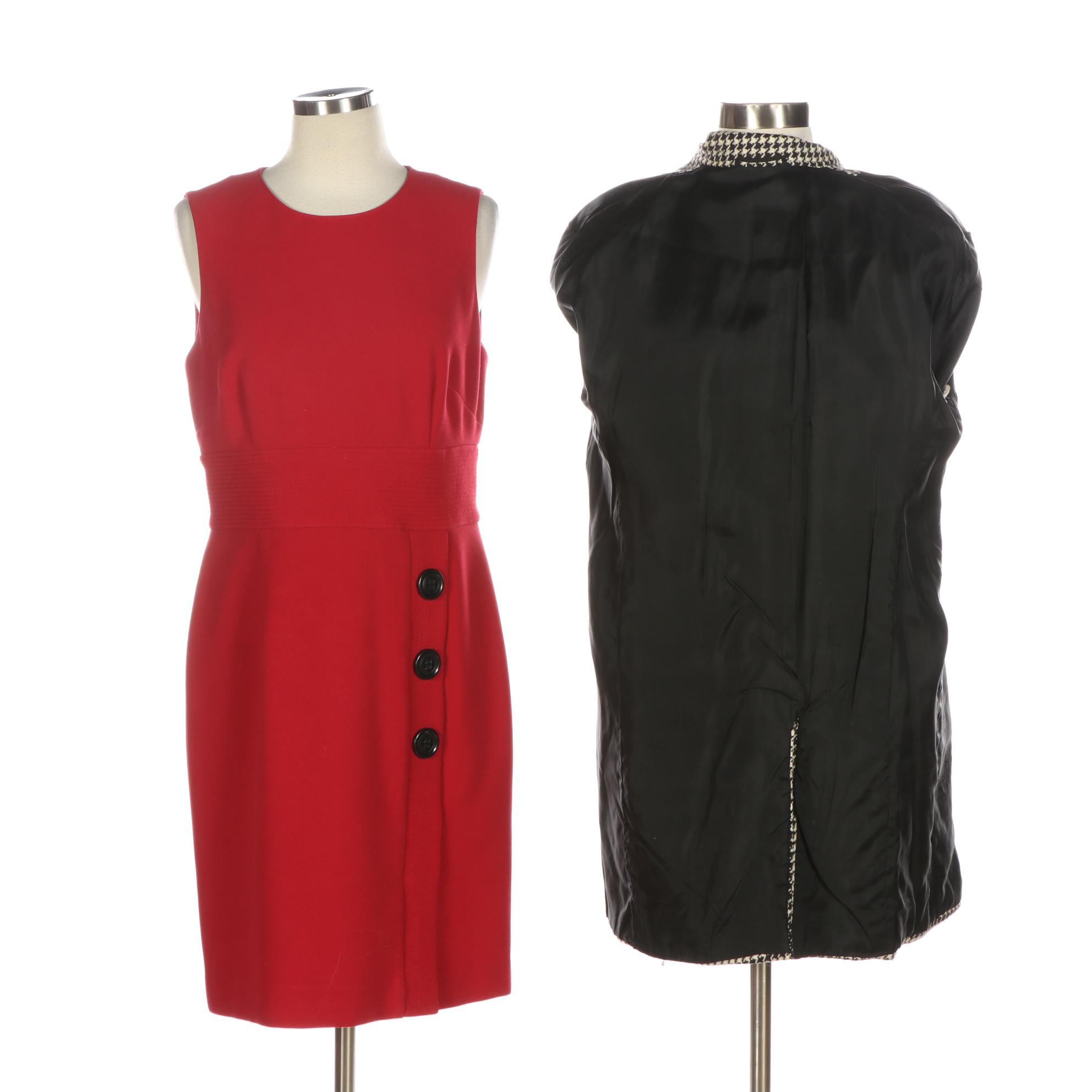 Talbots Sleeveless Dress and Max Mara Houndstooth Double-Breasted Coat