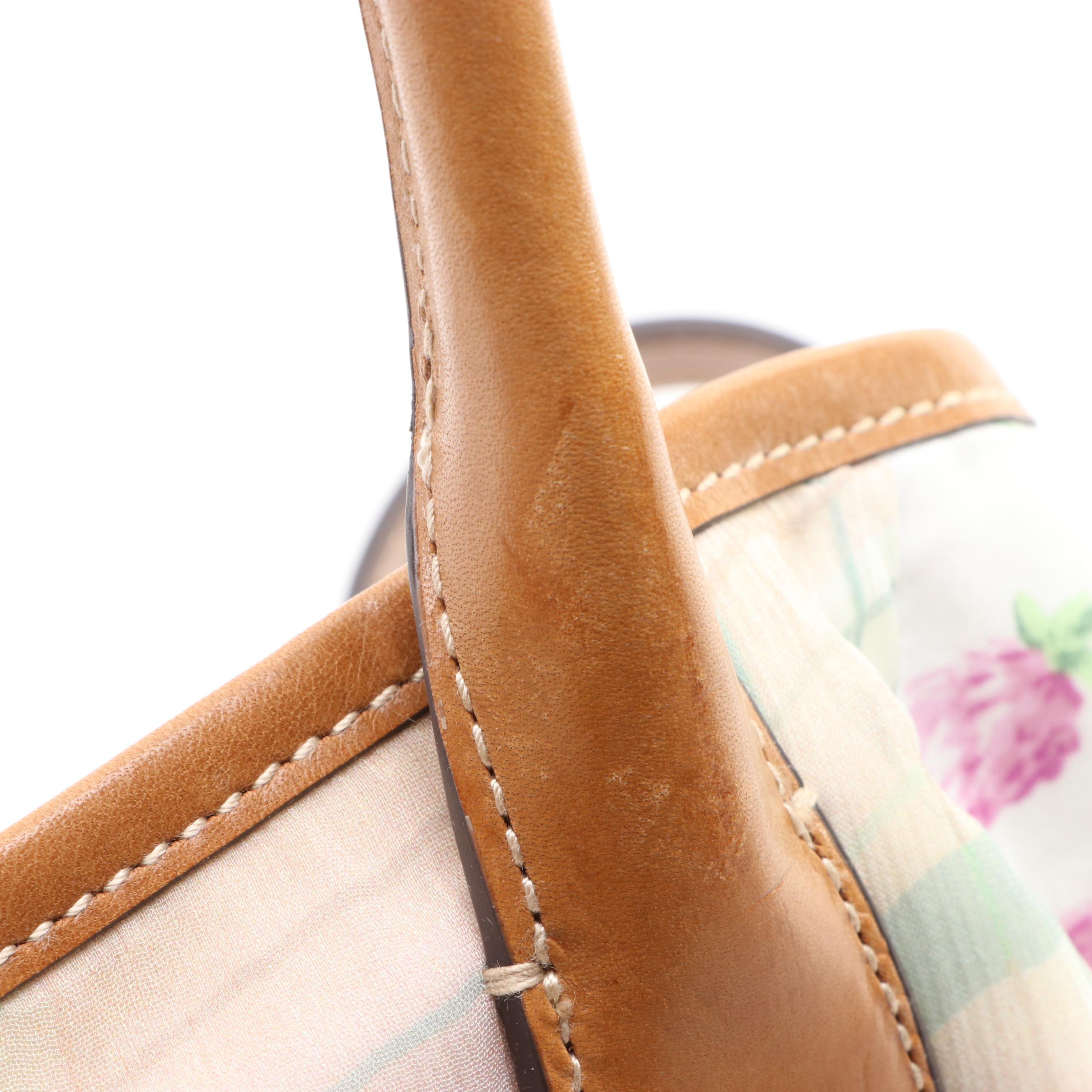 Polo Ralph Lauren Bellport Medium Patchwork Textile Tote/Leather Trim with Box