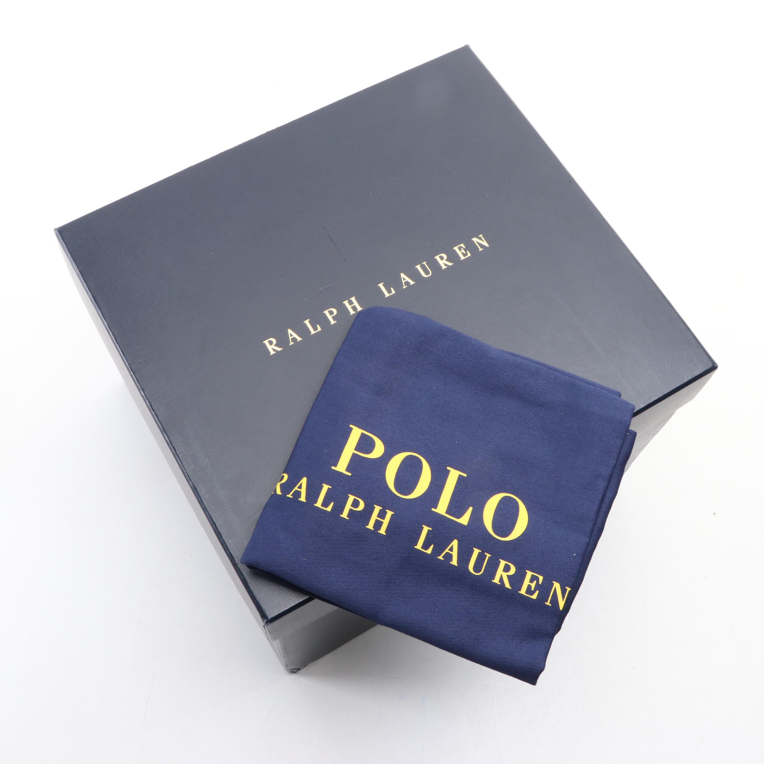 Polo Ralph Lauren Bellport Medium Patchwork Textile Tote/Leather Trim with Box