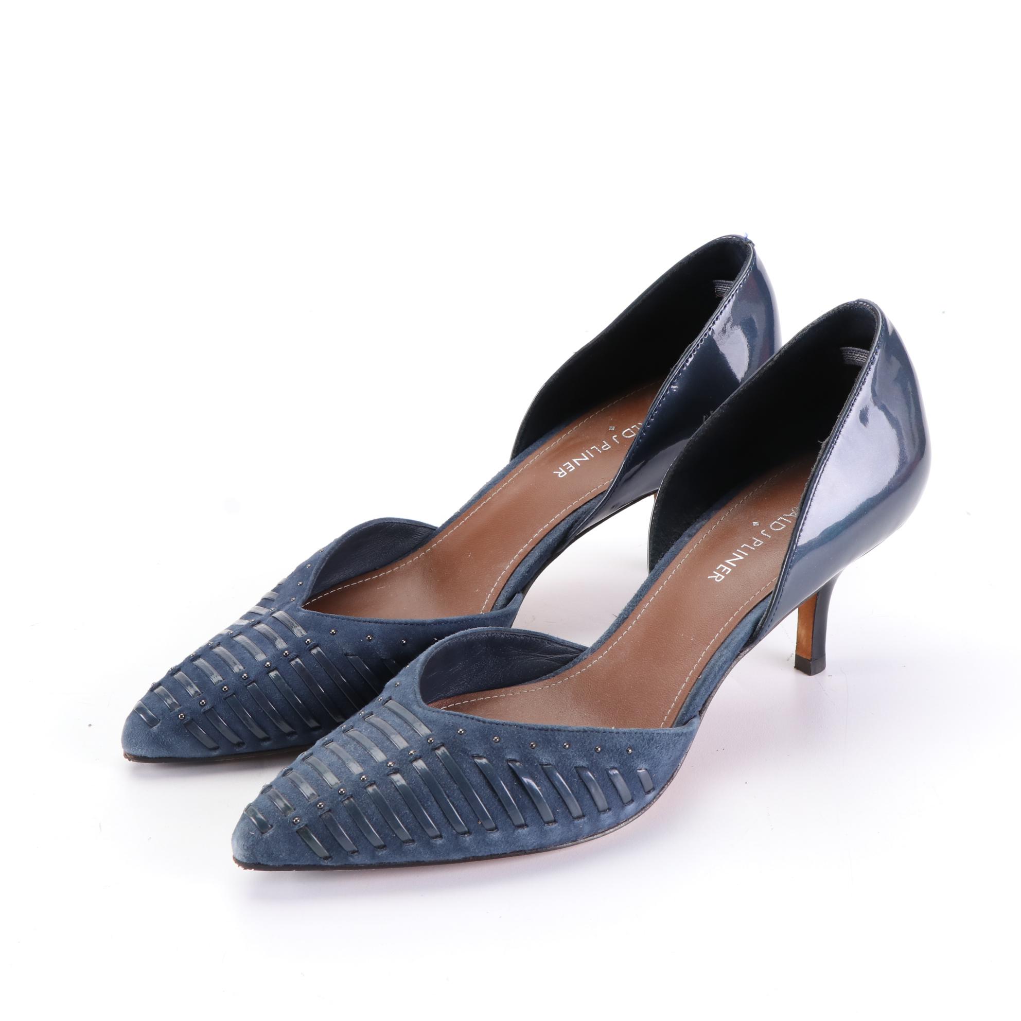 Donald J Pliner and Cole Haan Dark Blue Suede Sandals and d'Orsay Pumps