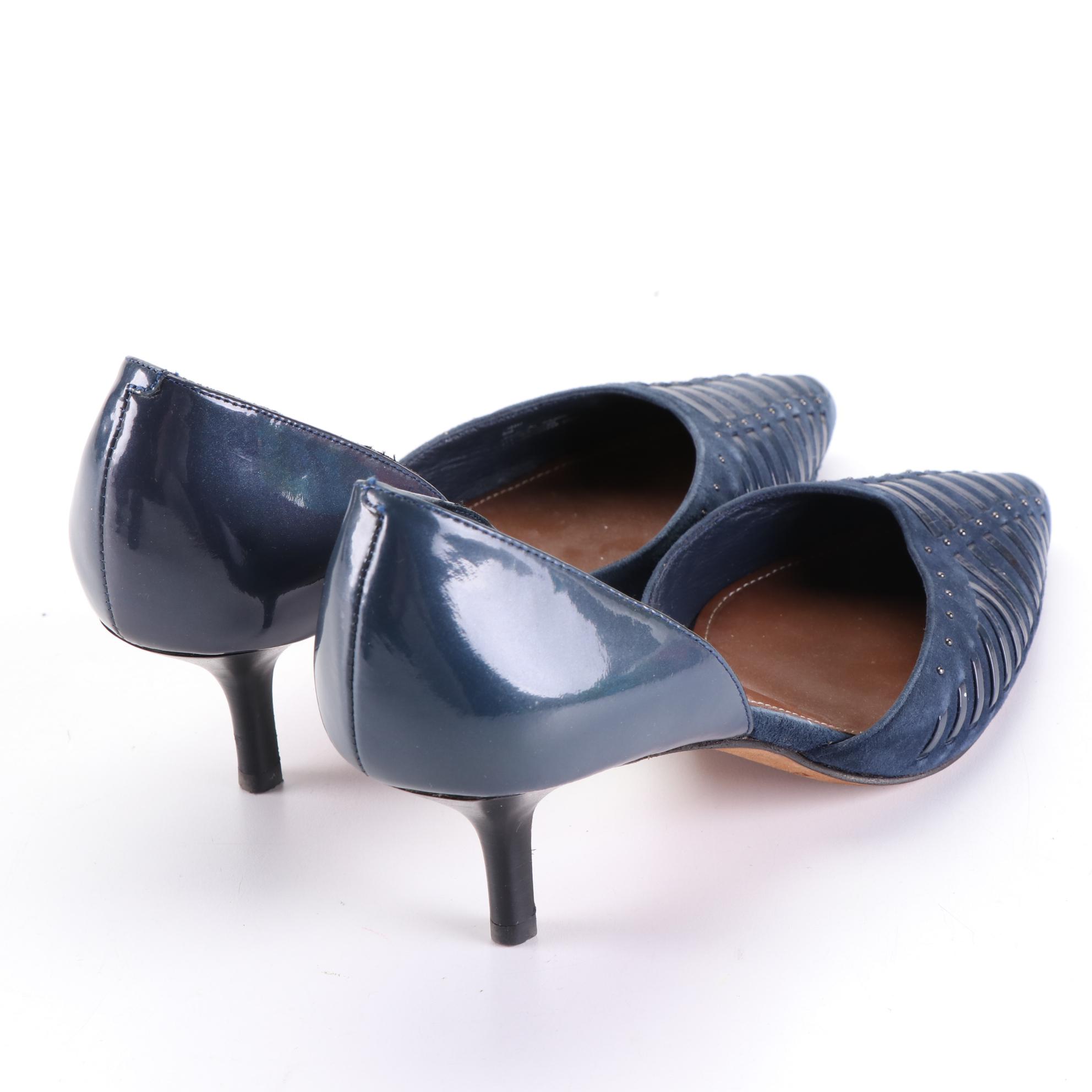 Donald J Pliner and Cole Haan Dark Blue Suede Sandals and d'Orsay Pumps