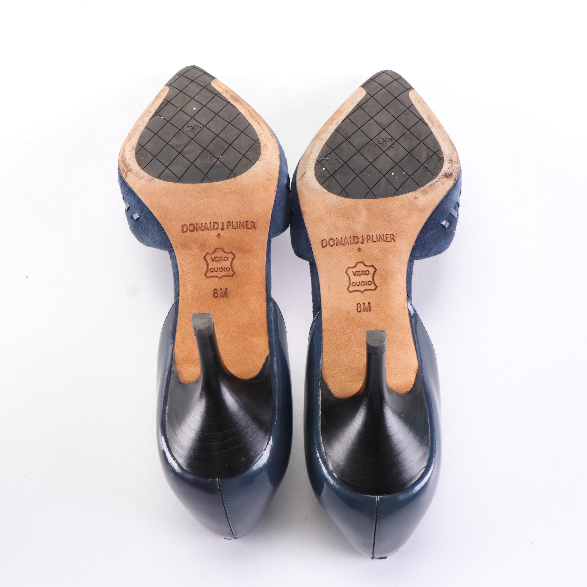 Donald J Pliner and Cole Haan Dark Blue Suede Sandals and d'Orsay Pumps