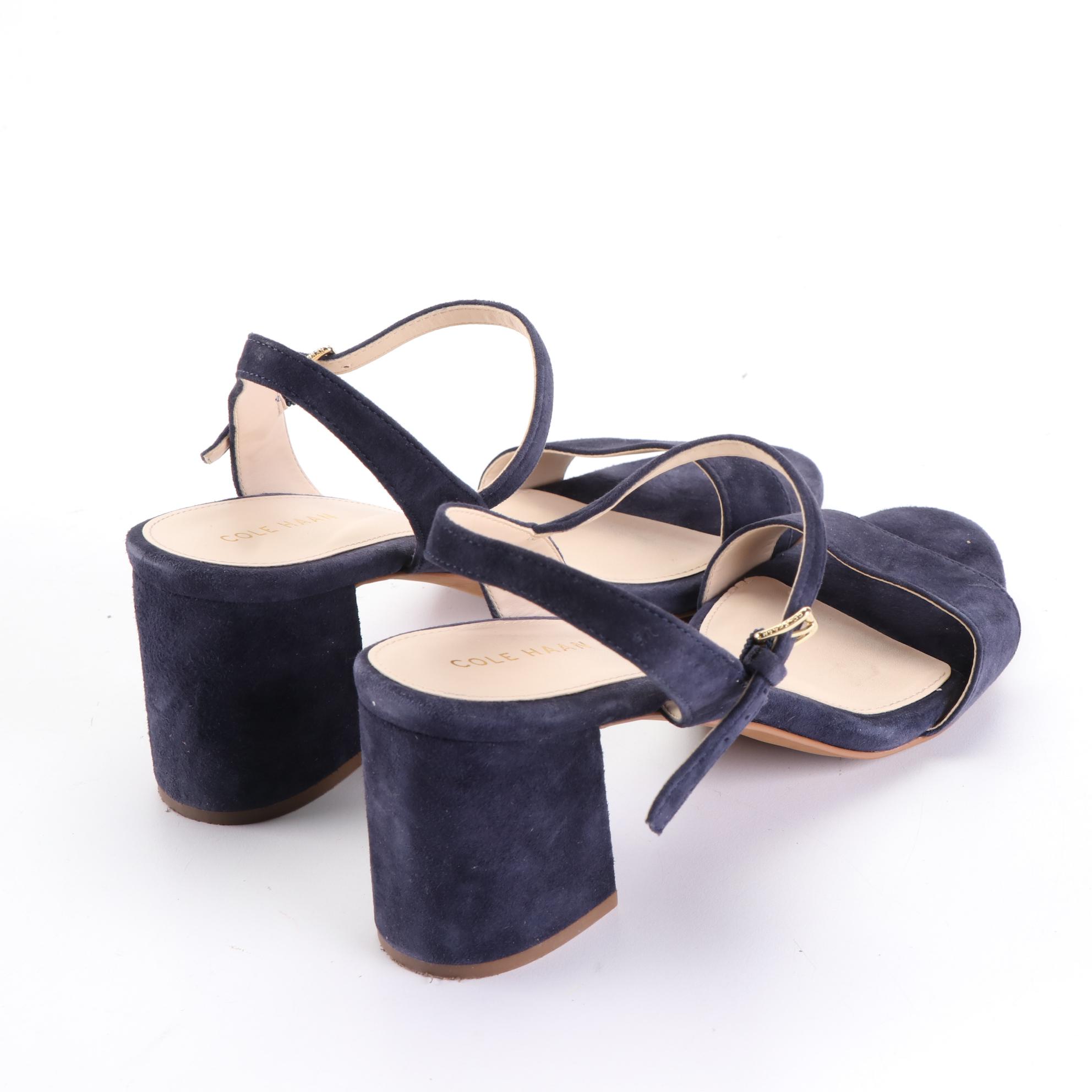 Donald J Pliner and Cole Haan Dark Blue Suede Sandals and d'Orsay Pumps