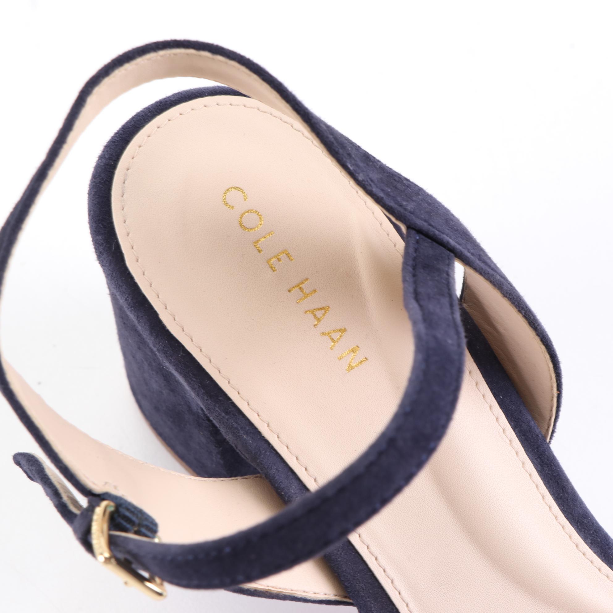 Donald J Pliner and Cole Haan Dark Blue Suede Sandals and d'Orsay Pumps