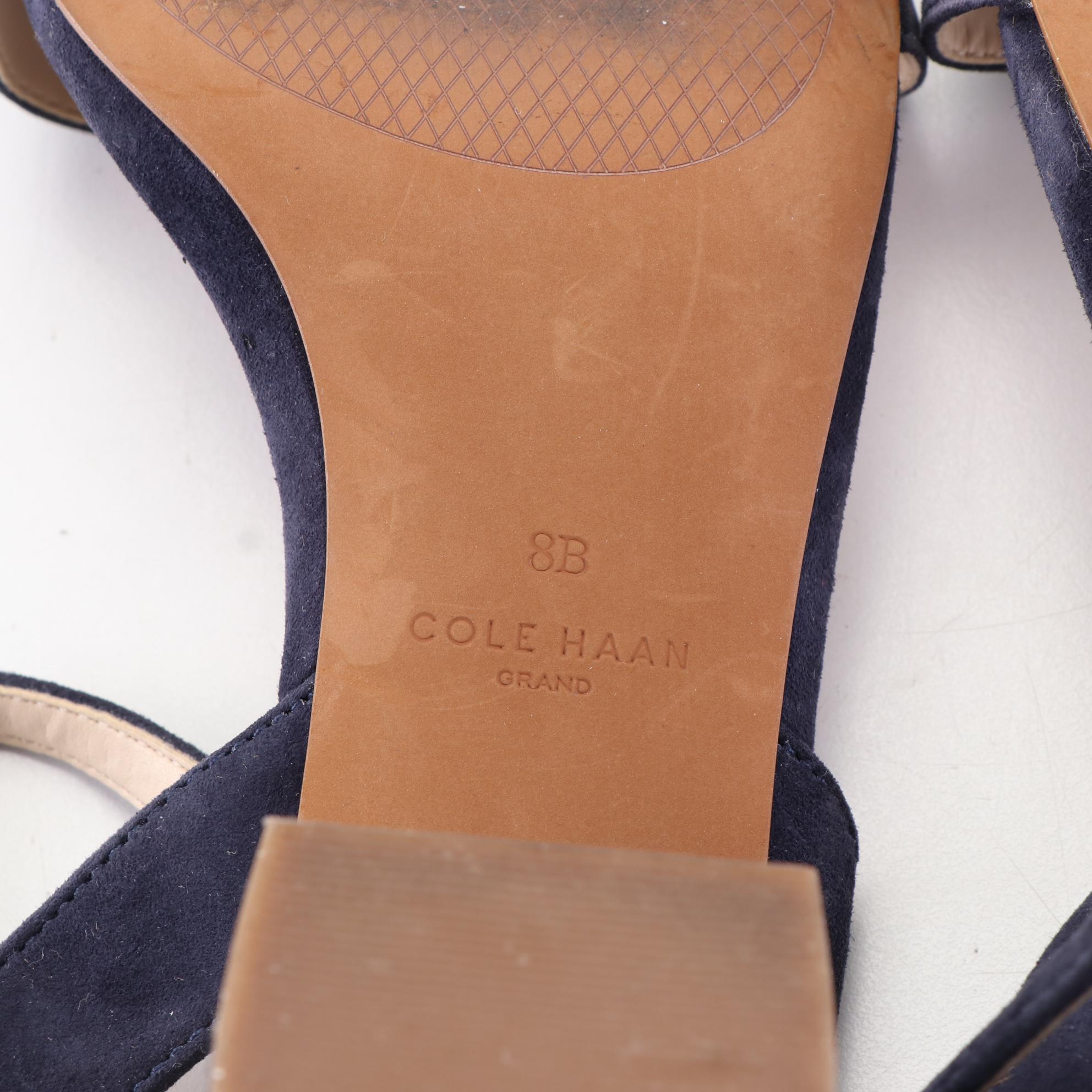 Donald J Pliner and Cole Haan Dark Blue Suede Sandals and d'Orsay Pumps