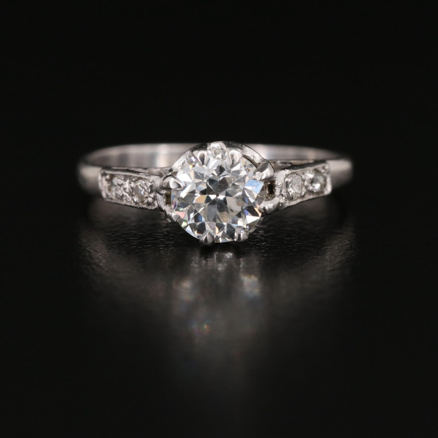 Vintage Platinum 0.78 CTW Diamond Ring with GIA Report