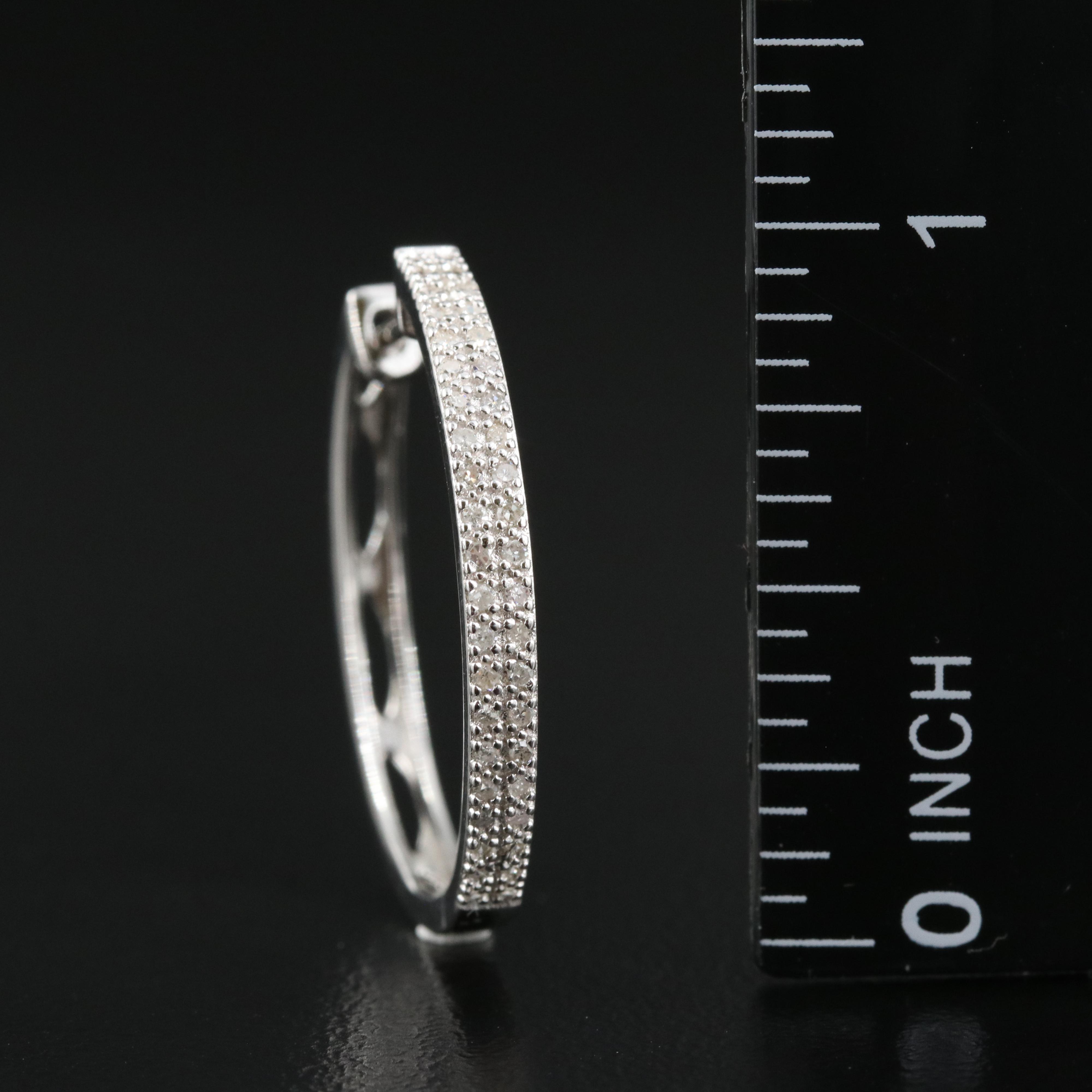 Sterling and Diamond Hoop Earrings