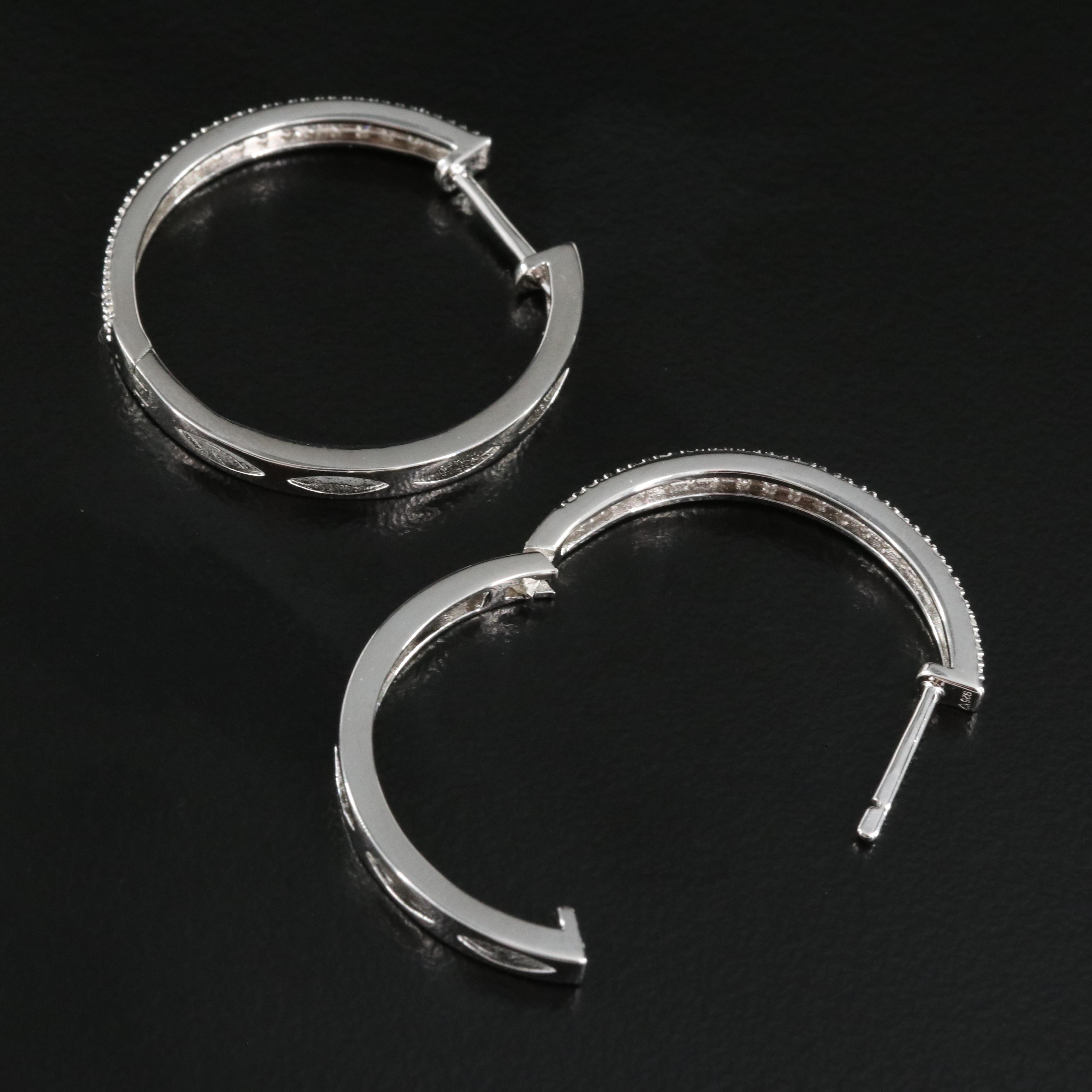 Sterling and Diamond Hoop Earrings