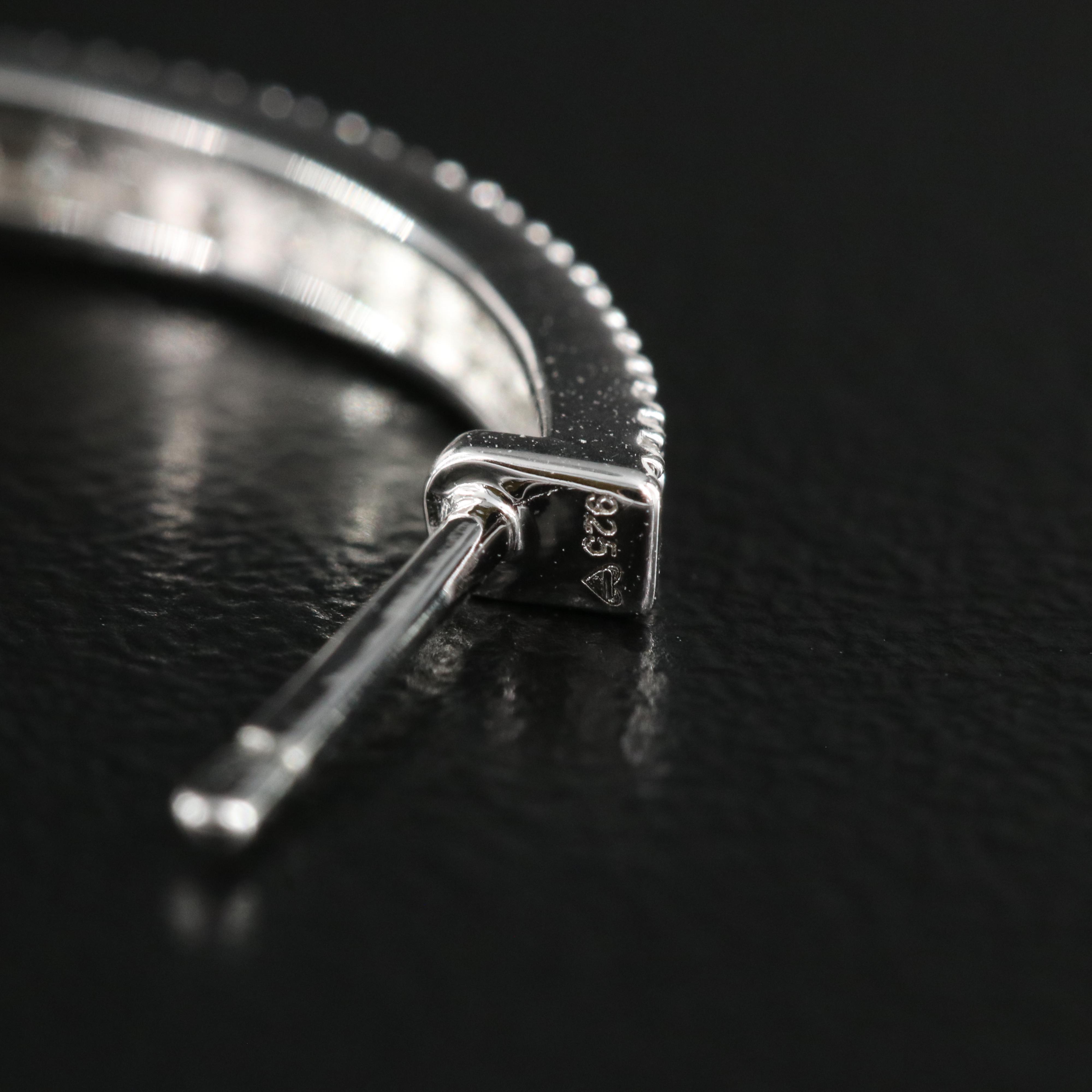 Sterling and Diamond Hoop Earrings