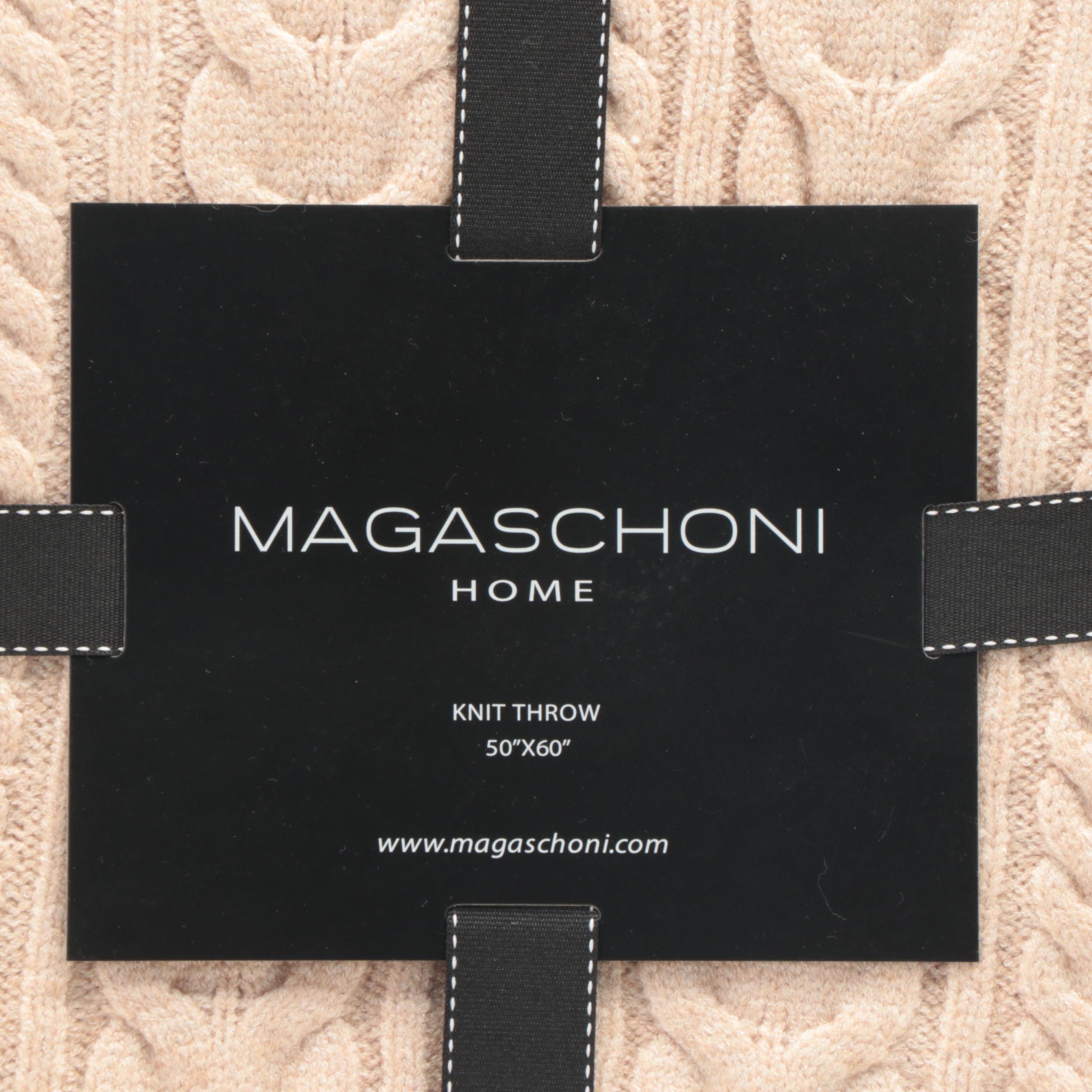 Magaschoni Home Cable Knit Throws in Oatmeal Heather