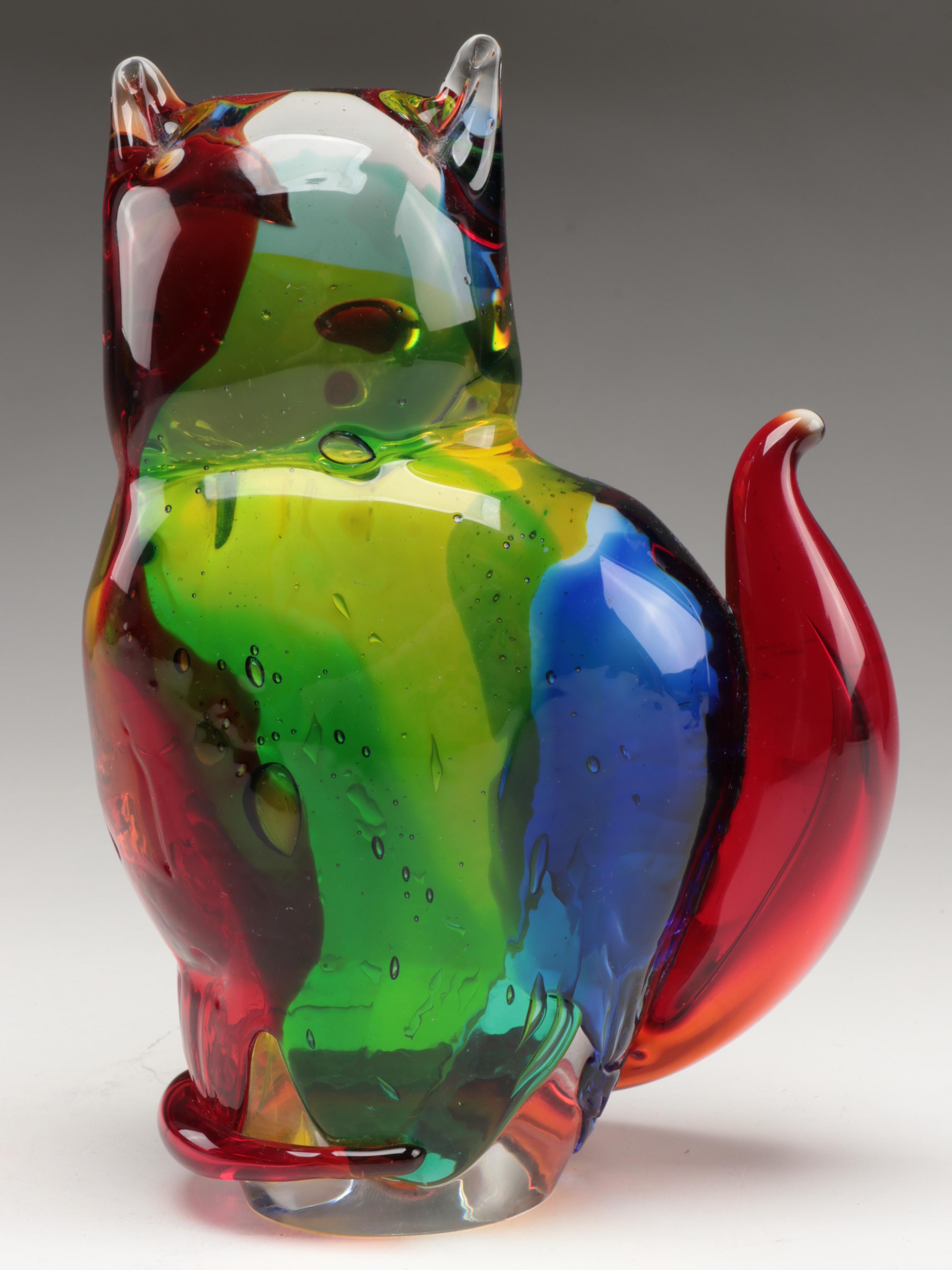 Murano Style Glass Cat Figurine