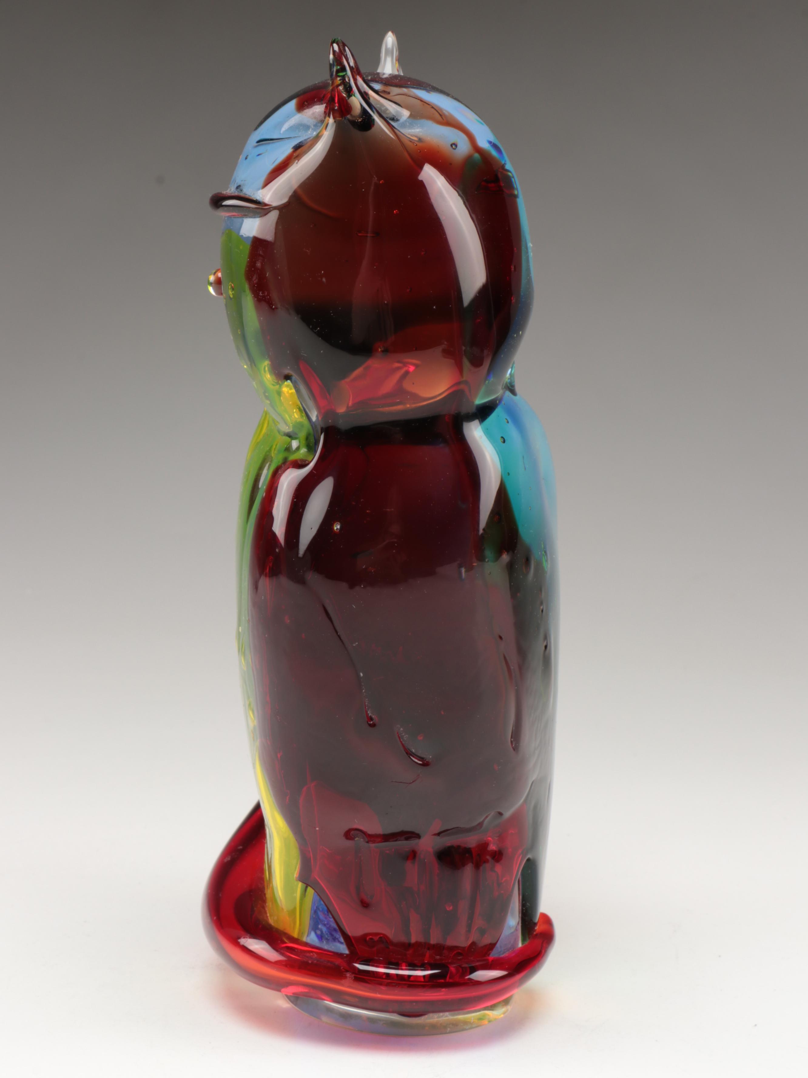 Murano Style Glass Cat Figurine