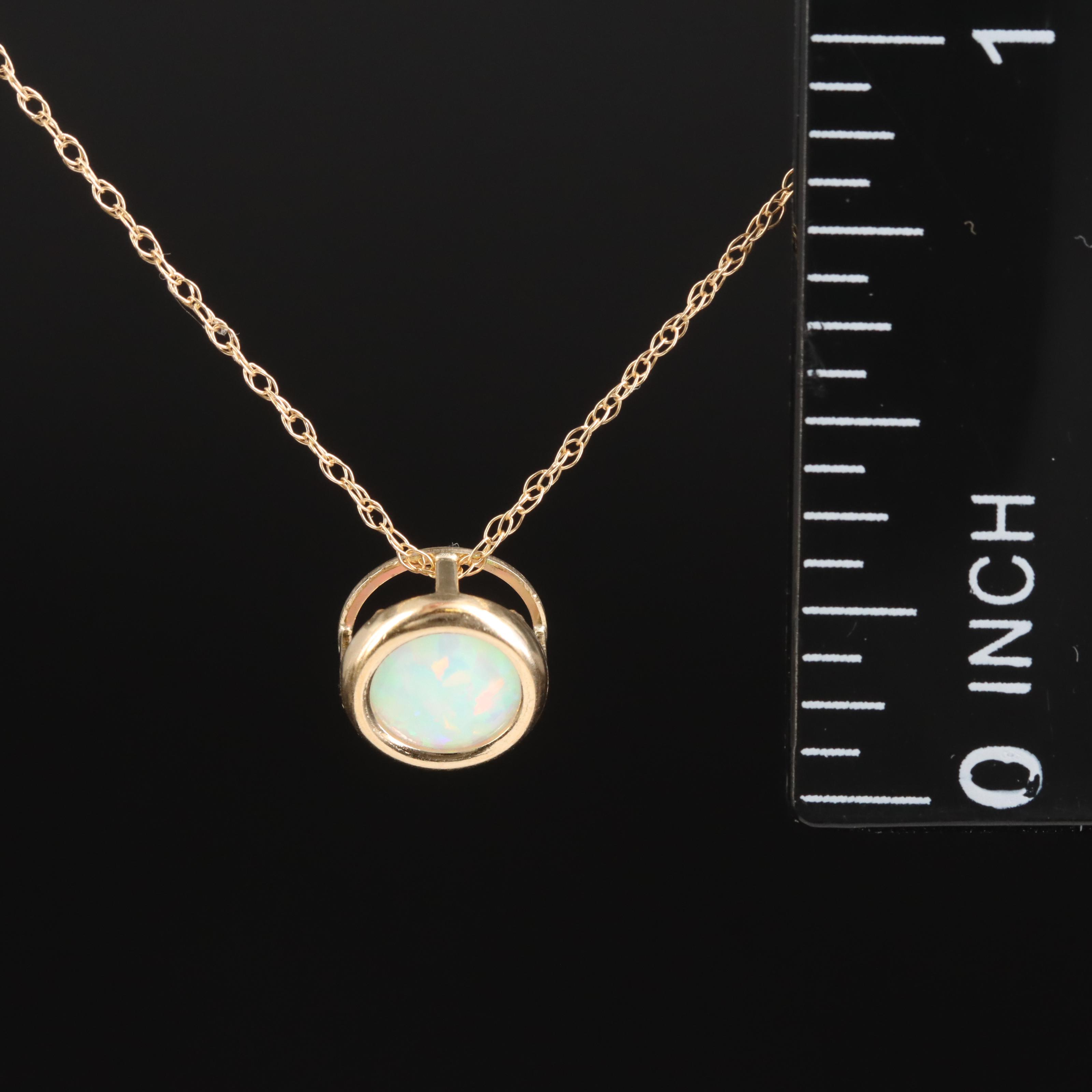 10K Opal Solitaire Pendant Necklace