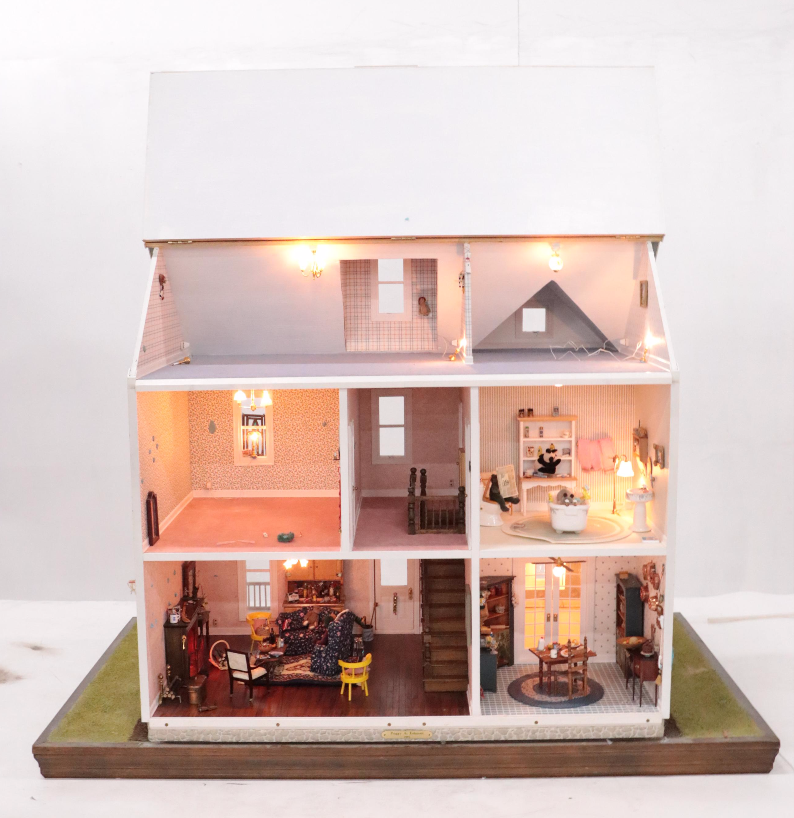 Handcrafted Victorian Style Dollhouse with Furnishings and Accessories
