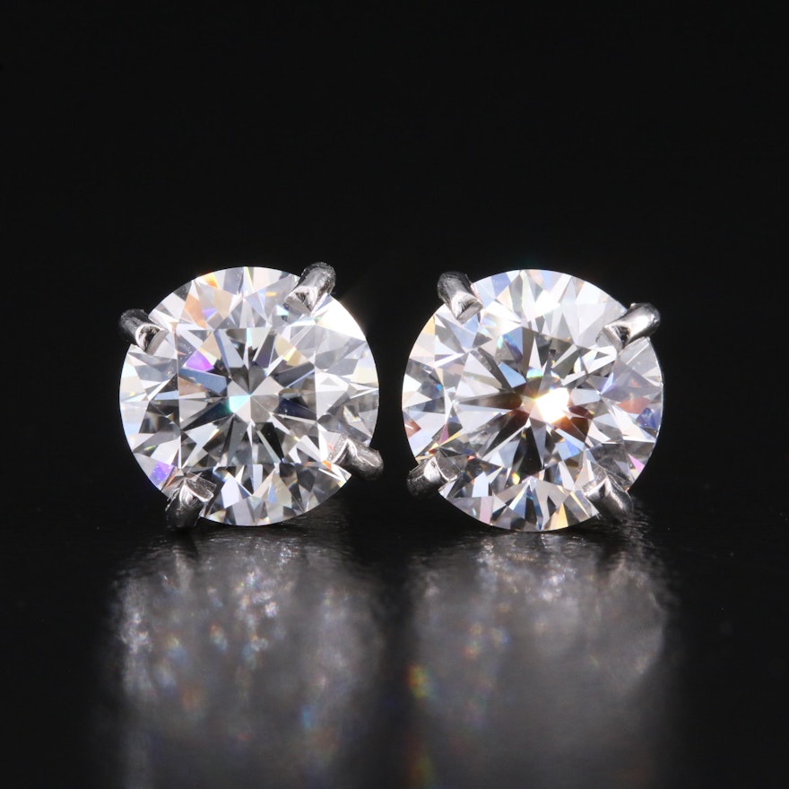 Platinum 3.72 CTW Lab Grown Diamond Stud Earrings with IGI Reports