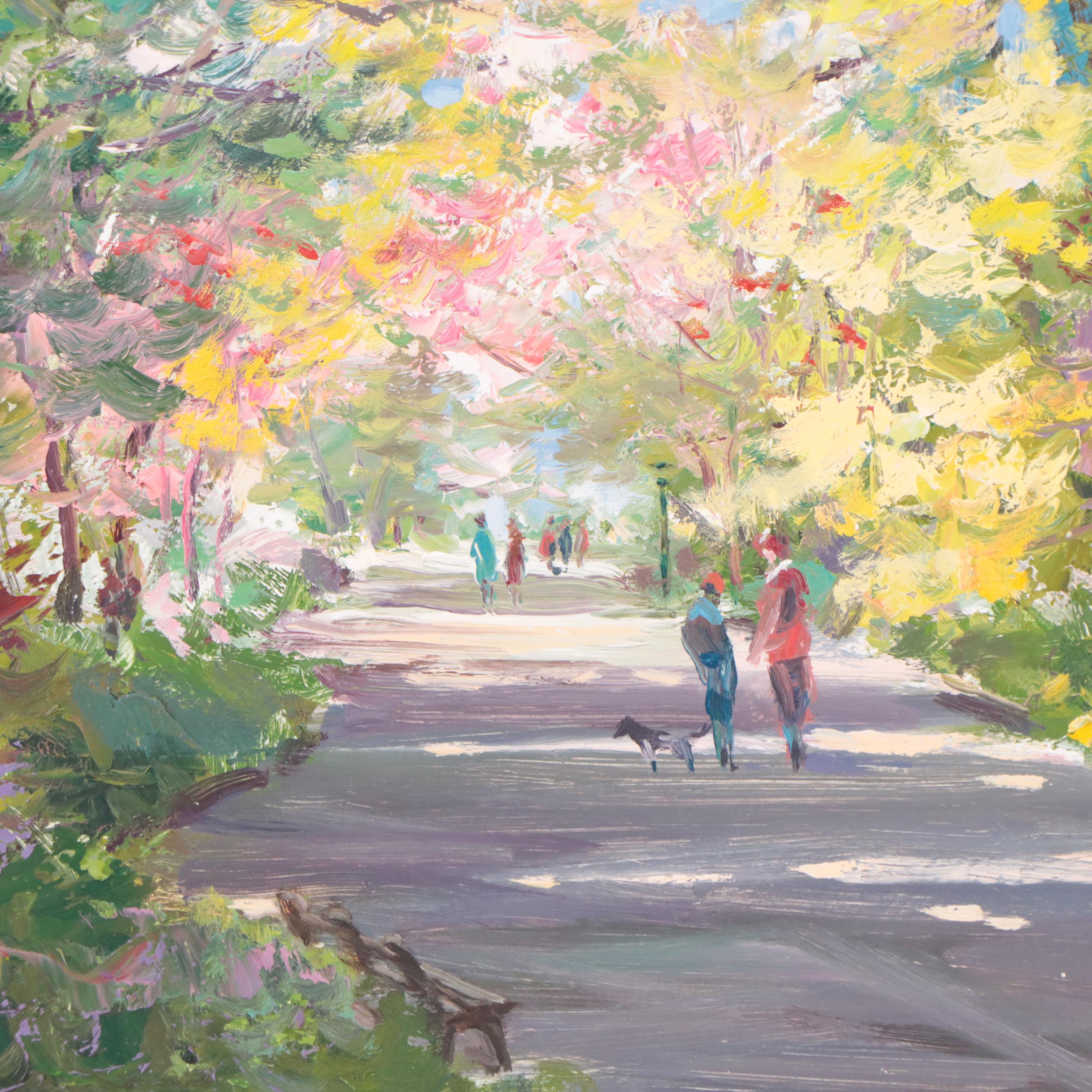 Bogomir Bogdanovic Landscape Oil Painting "Spring in Central Park VI"