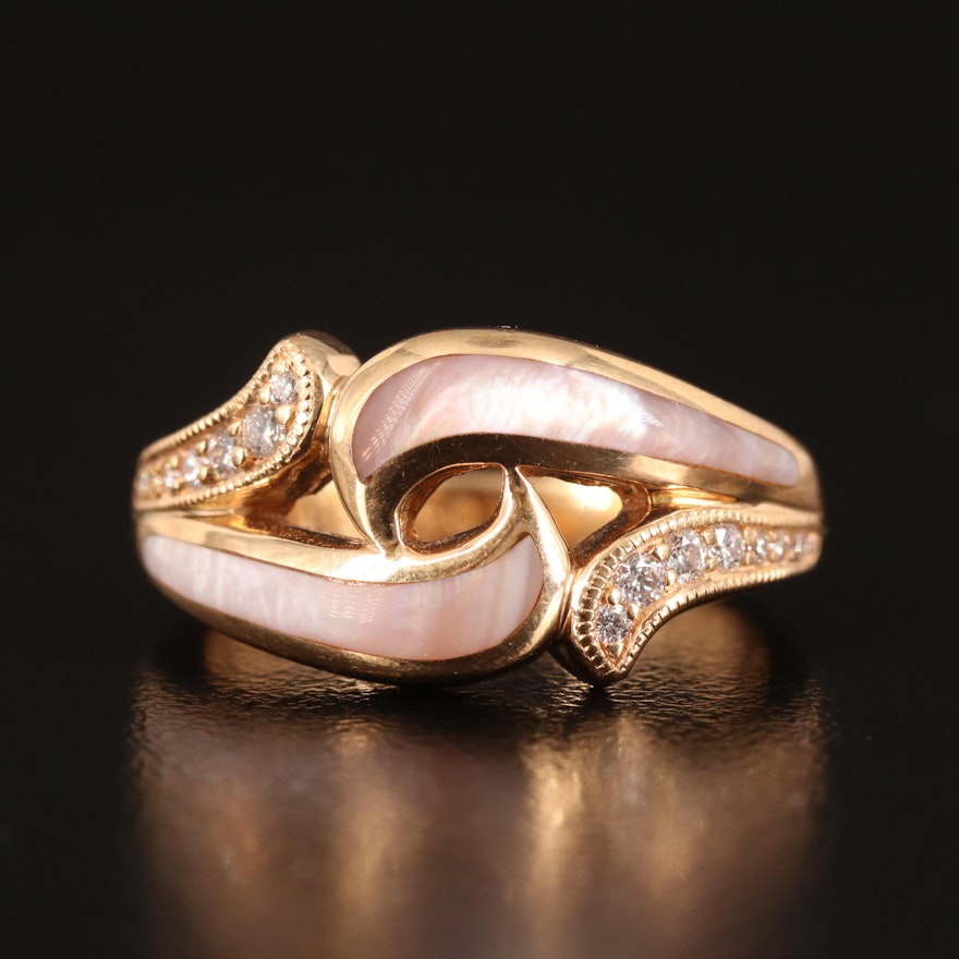 Kabana 18K Rose Gold Diamond and Mother of Pearl Ring